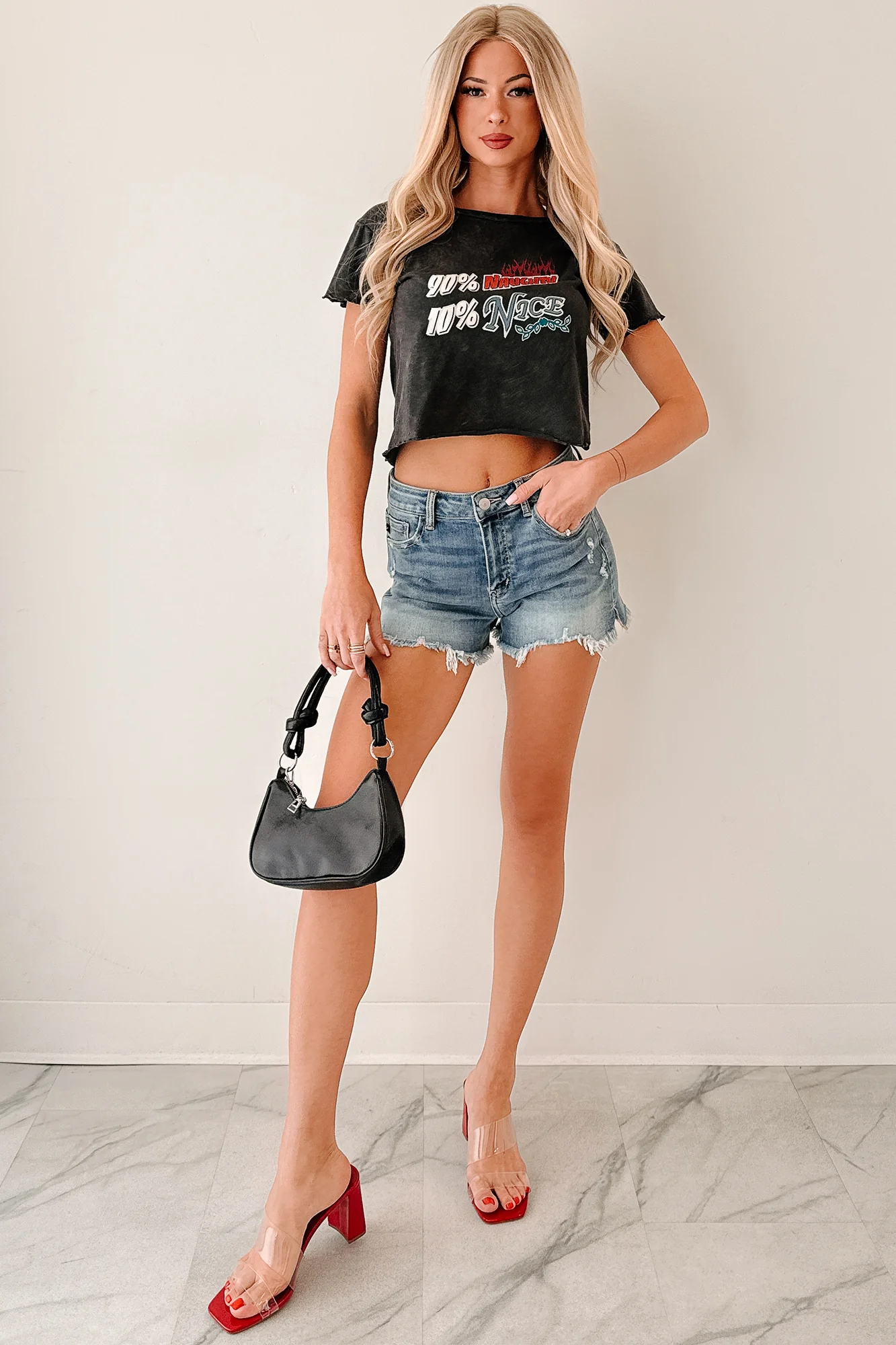 "90% Naughty 10% Nice" Graphic T-Shirt (Charcoal) - Image 3