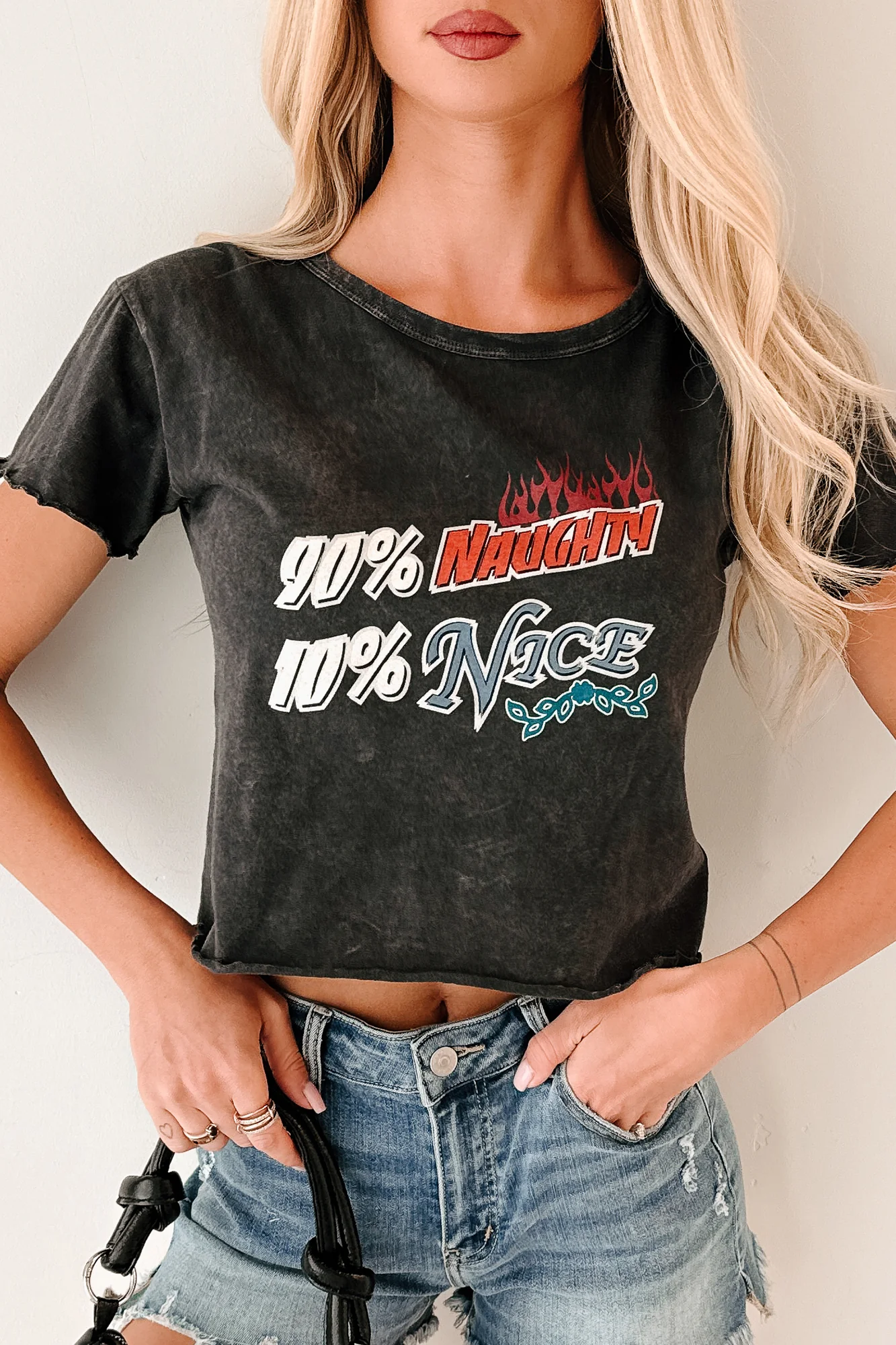 "90% Naughty 10% Nice" Graphic T-Shirt (Charcoal) - Image 5