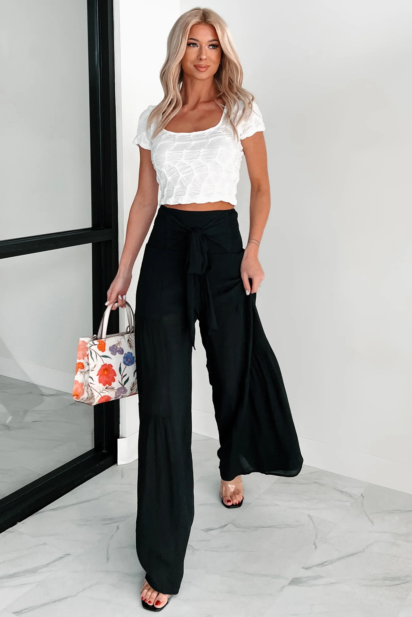 A Little Birdie Told Me Textured Square Neck Top (White) - Image 6