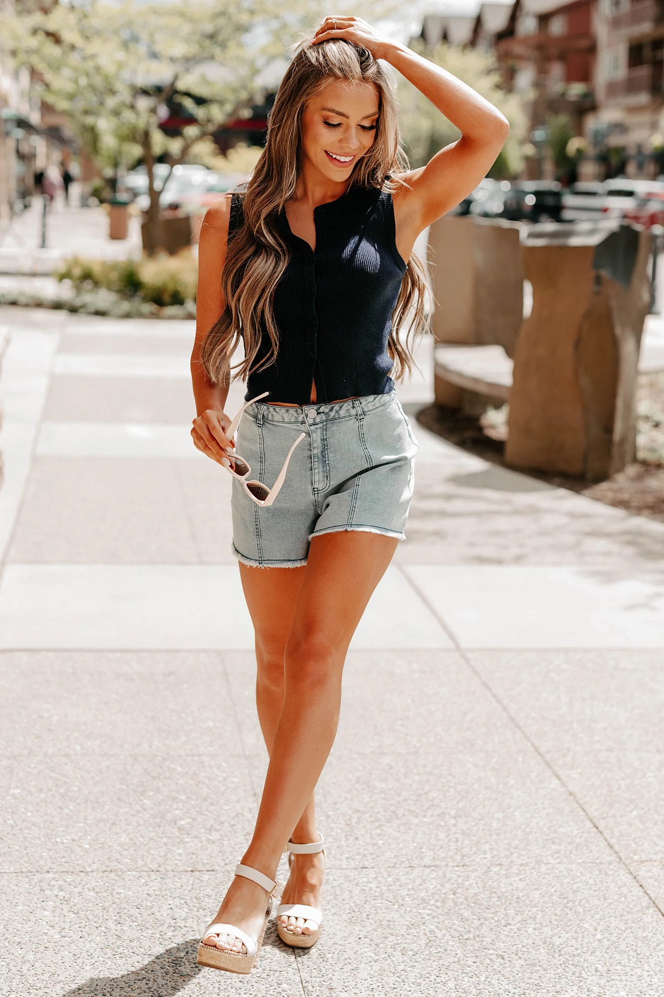 A Whole Vibe Button Front Sweater Tank (Navy) - Image 8