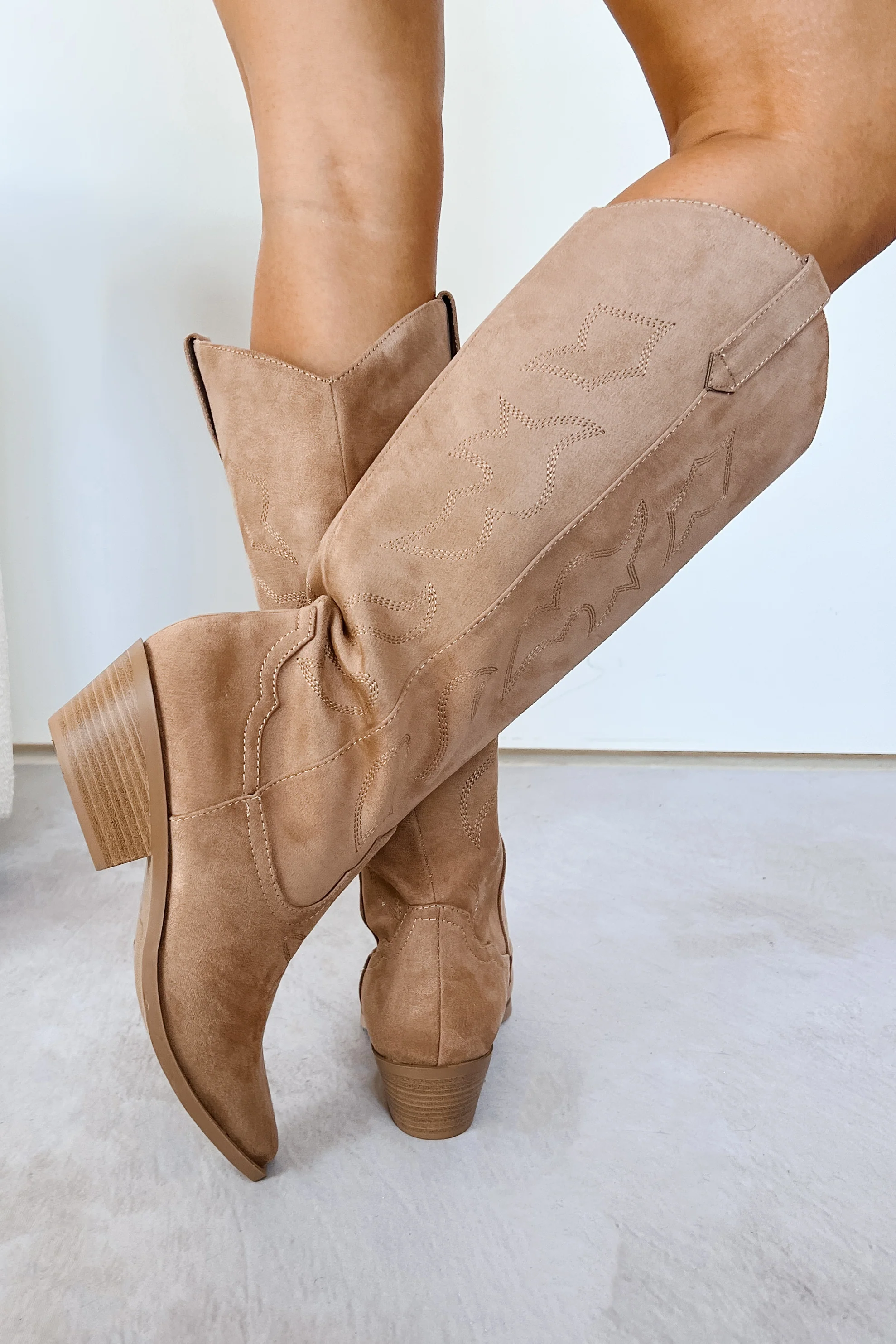 A Wild Ride Faux Suede Western Boots (Tan) - Image 4