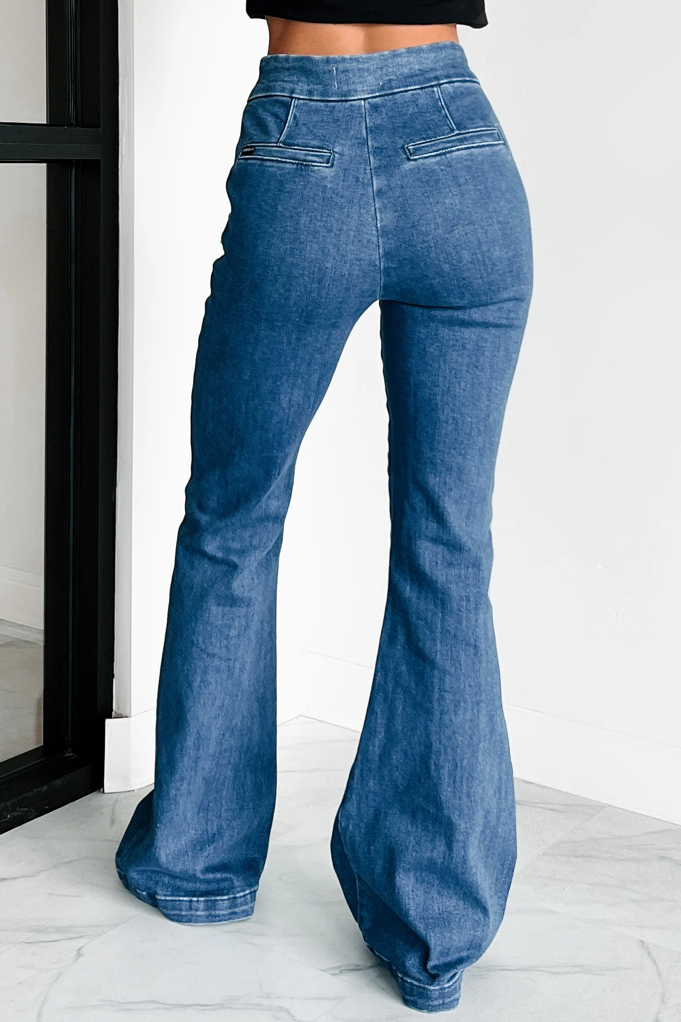 Abigail Special A High Rise Trouser Flare Jeans (Dark) - Image 8