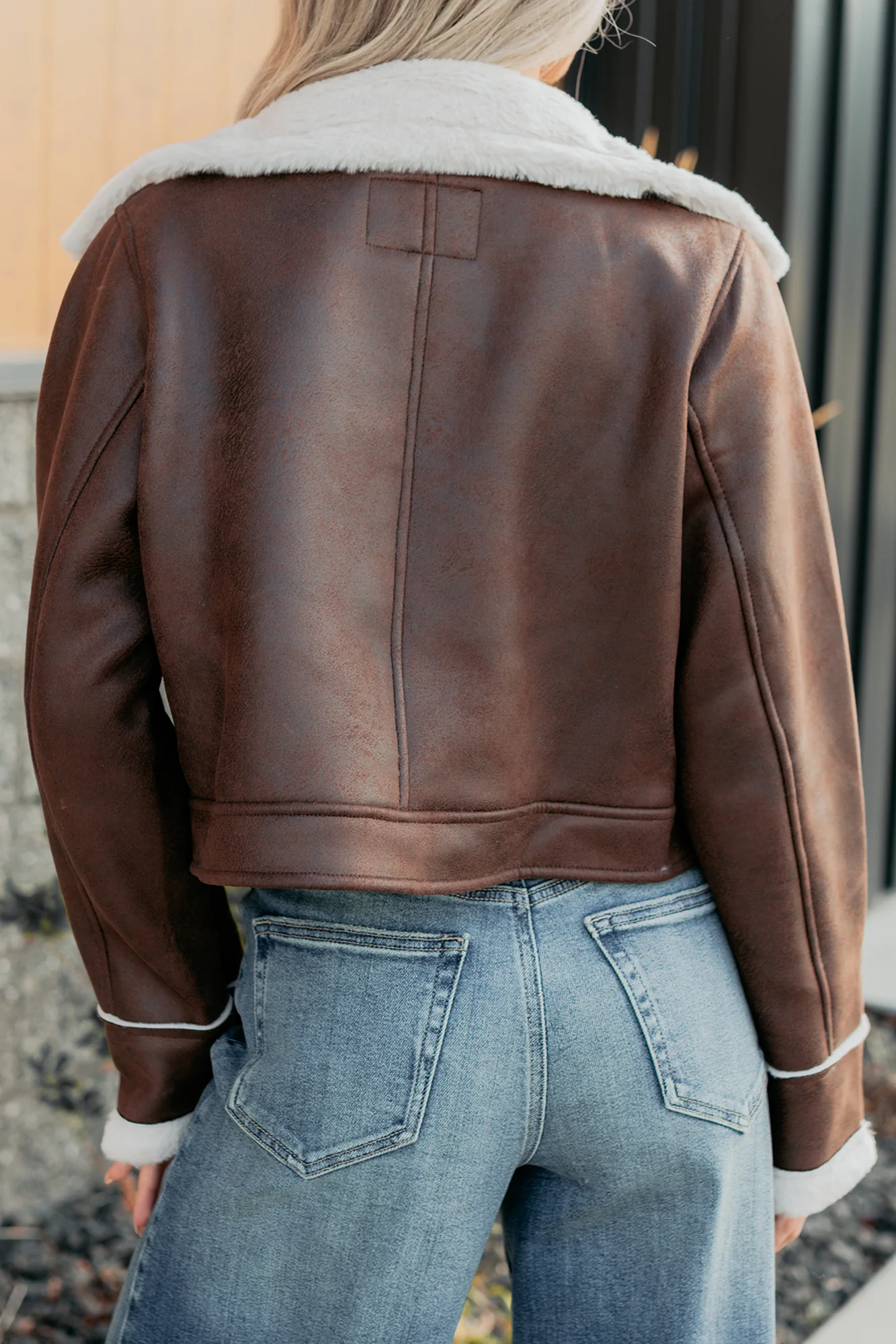 After Dark Faux Suede Fur Lined Jacket (Brown) - Image 14