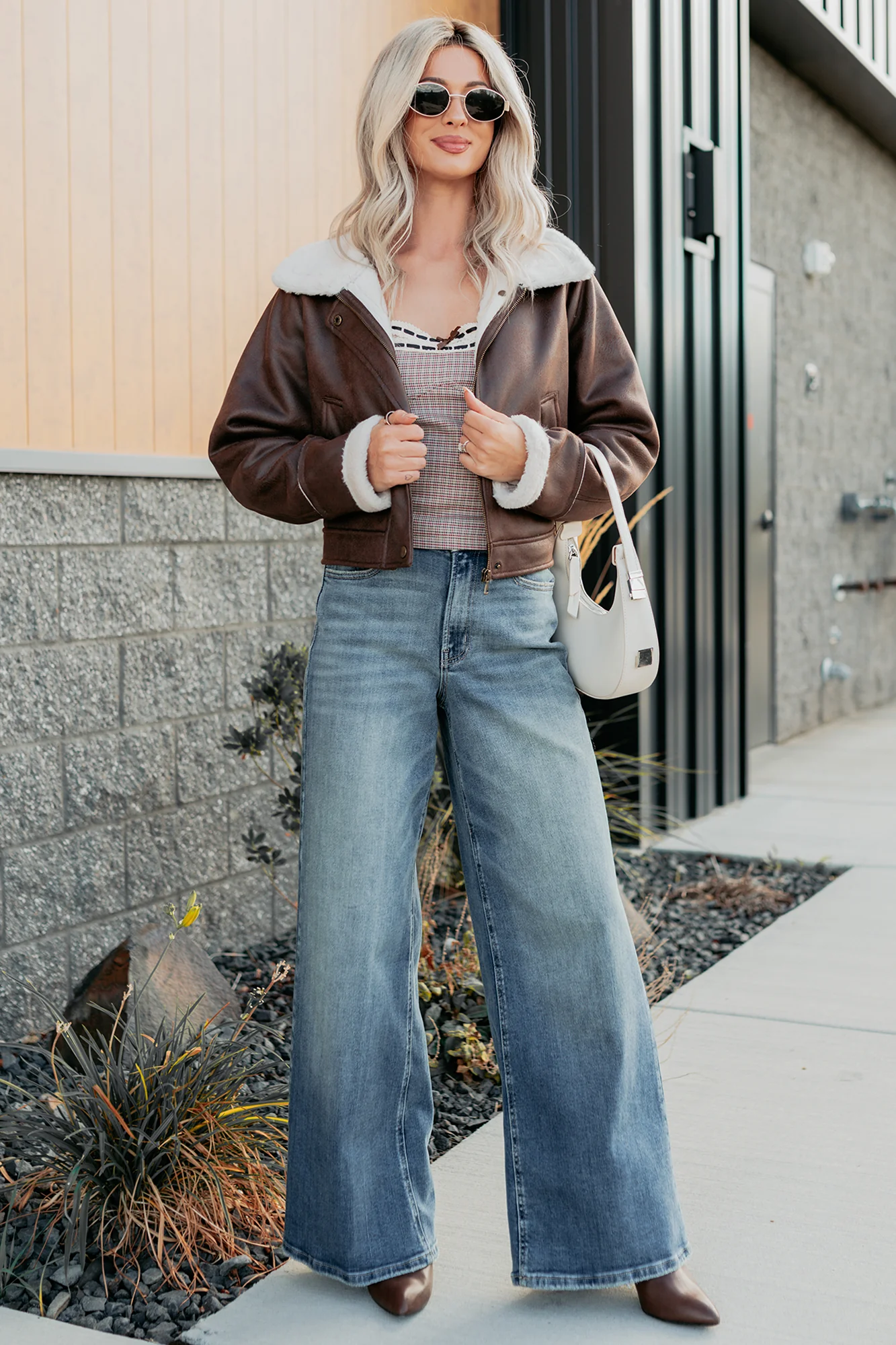After Dark Faux Suede Fur Lined Jacket (Brown) - Image 9