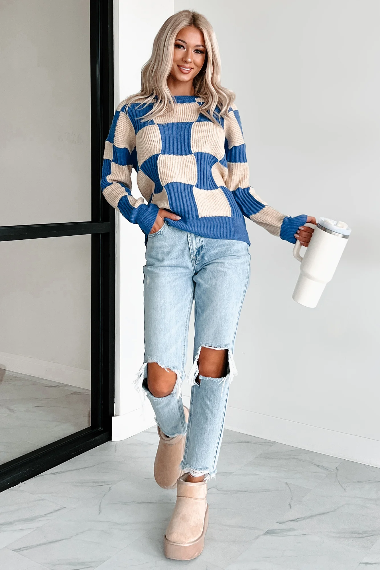 Alaina High Rise Distressed Boyfriend Jeans (Light Denim) - Image 6
