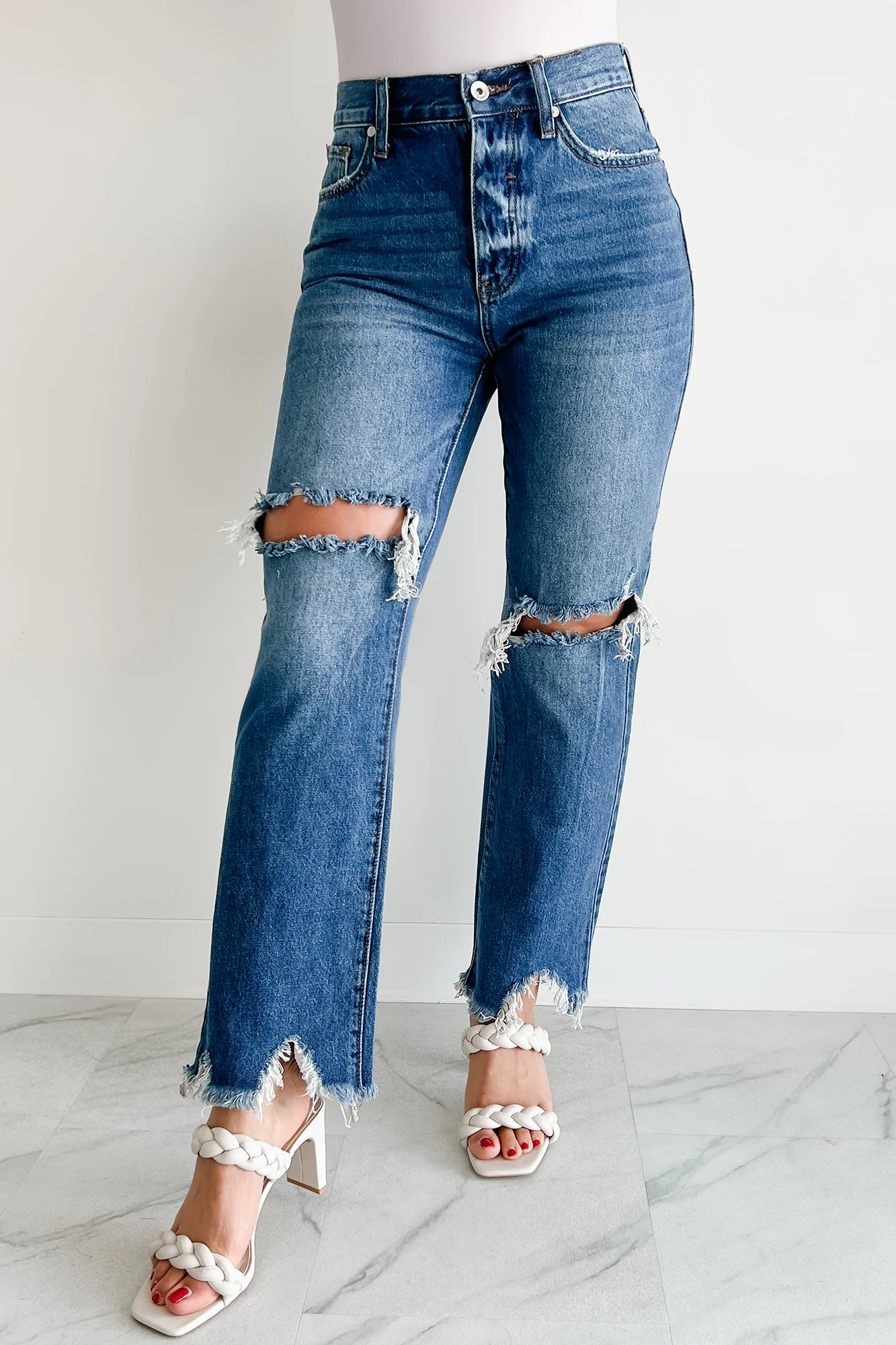 Alexandra Distressed Straight Leg Special A Jeans (Medium Dark) - Image 3