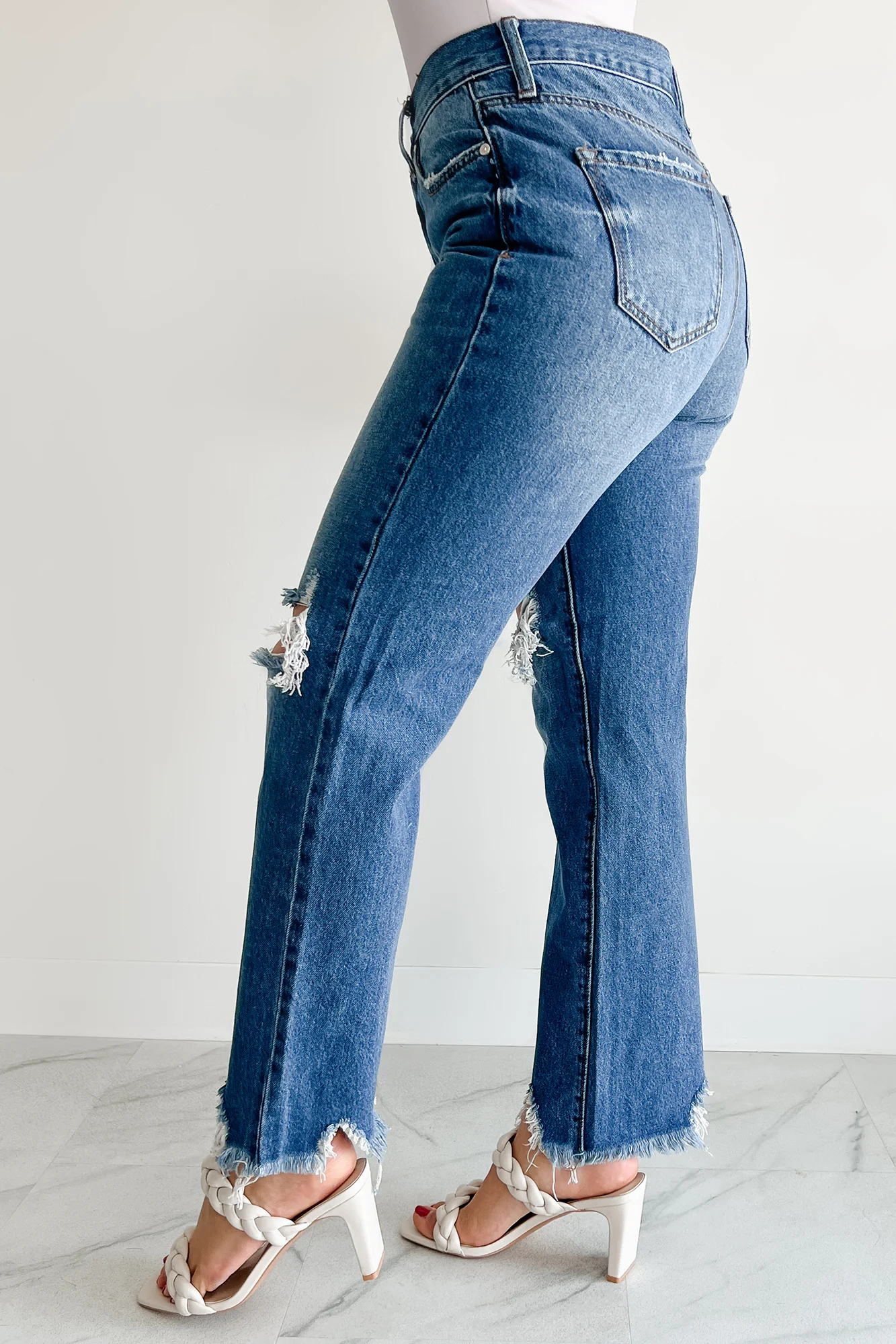 Alexandra Distressed Straight Leg Special A Jeans (Medium Dark) - Image 4