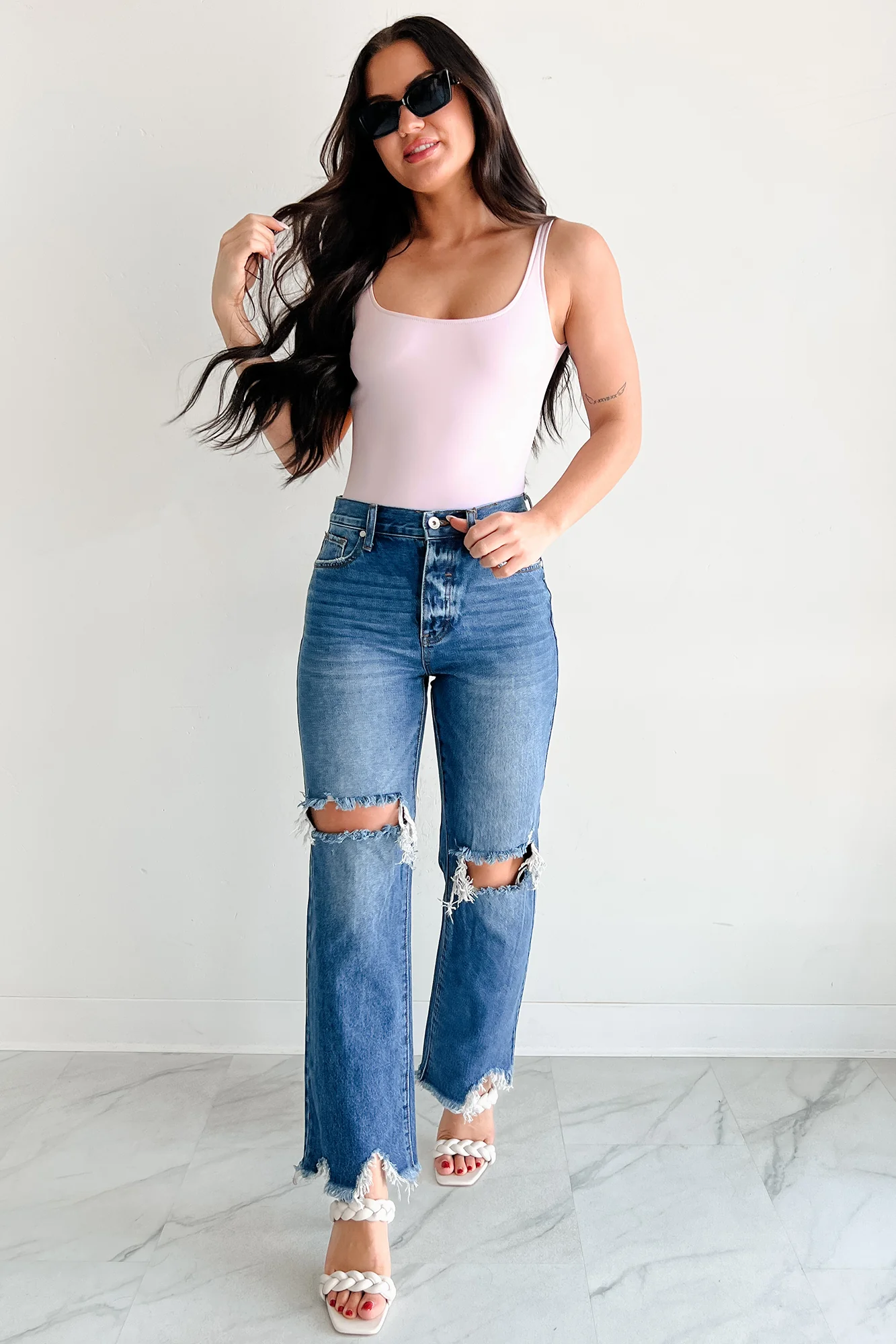 Alexandra Distressed Straight Leg Special A Jeans (Medium Dark) - Image 6