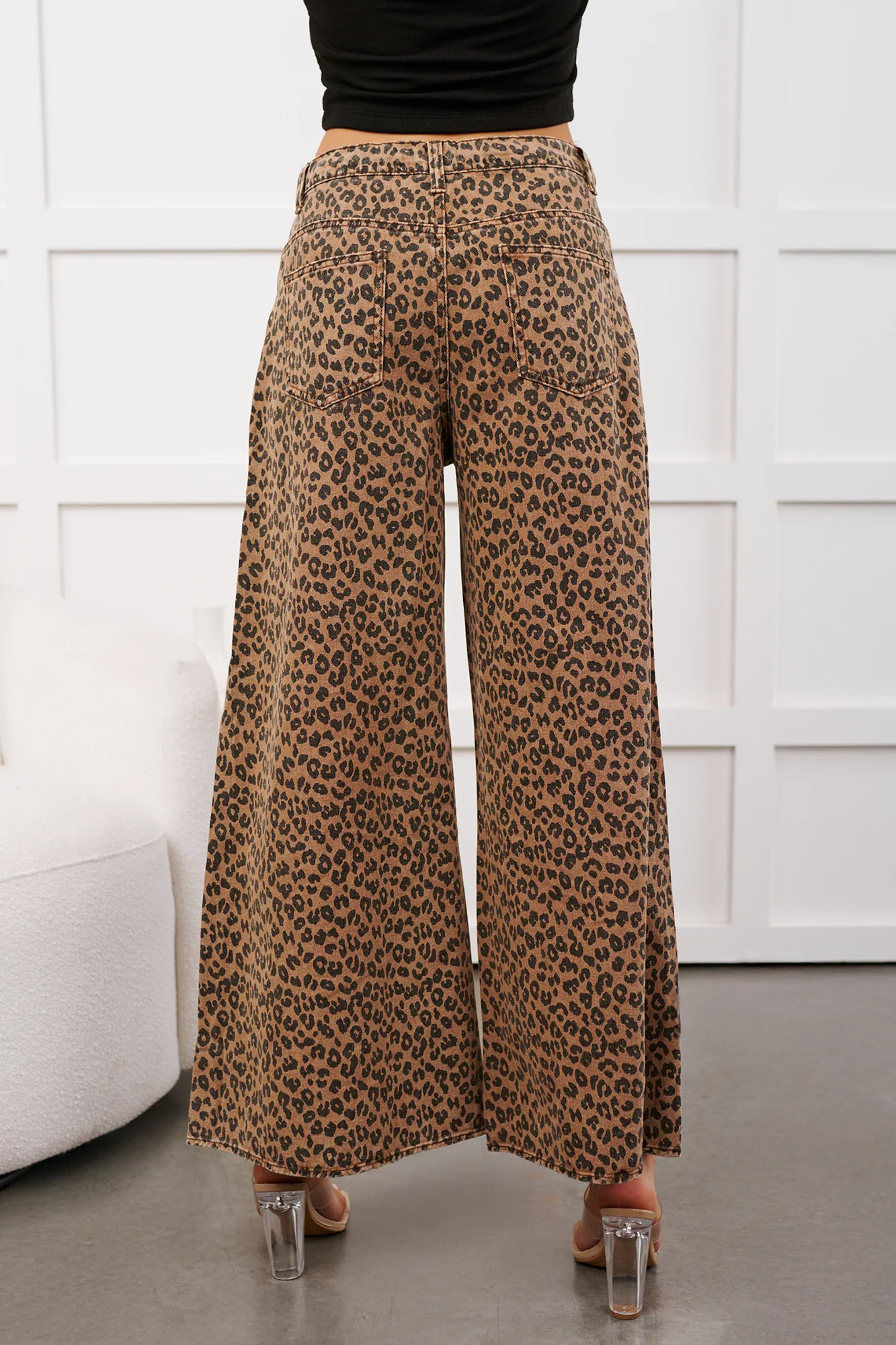 Alivia Drawstring Leopard NoaBoa Pants (Mocha/Black) - Image 5