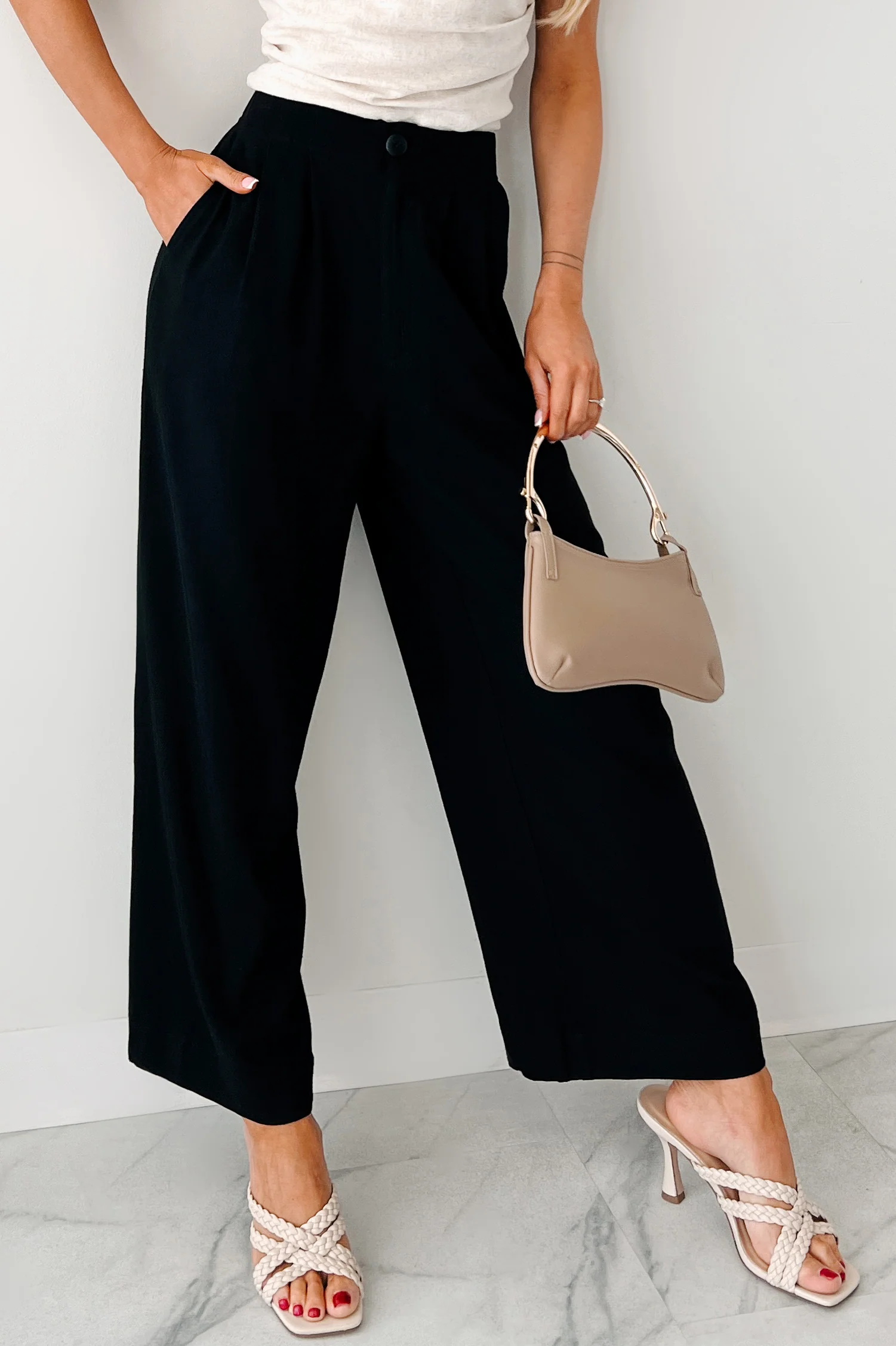 All About Ease High Rise Pleated Linen Pants (Black) - Image 2