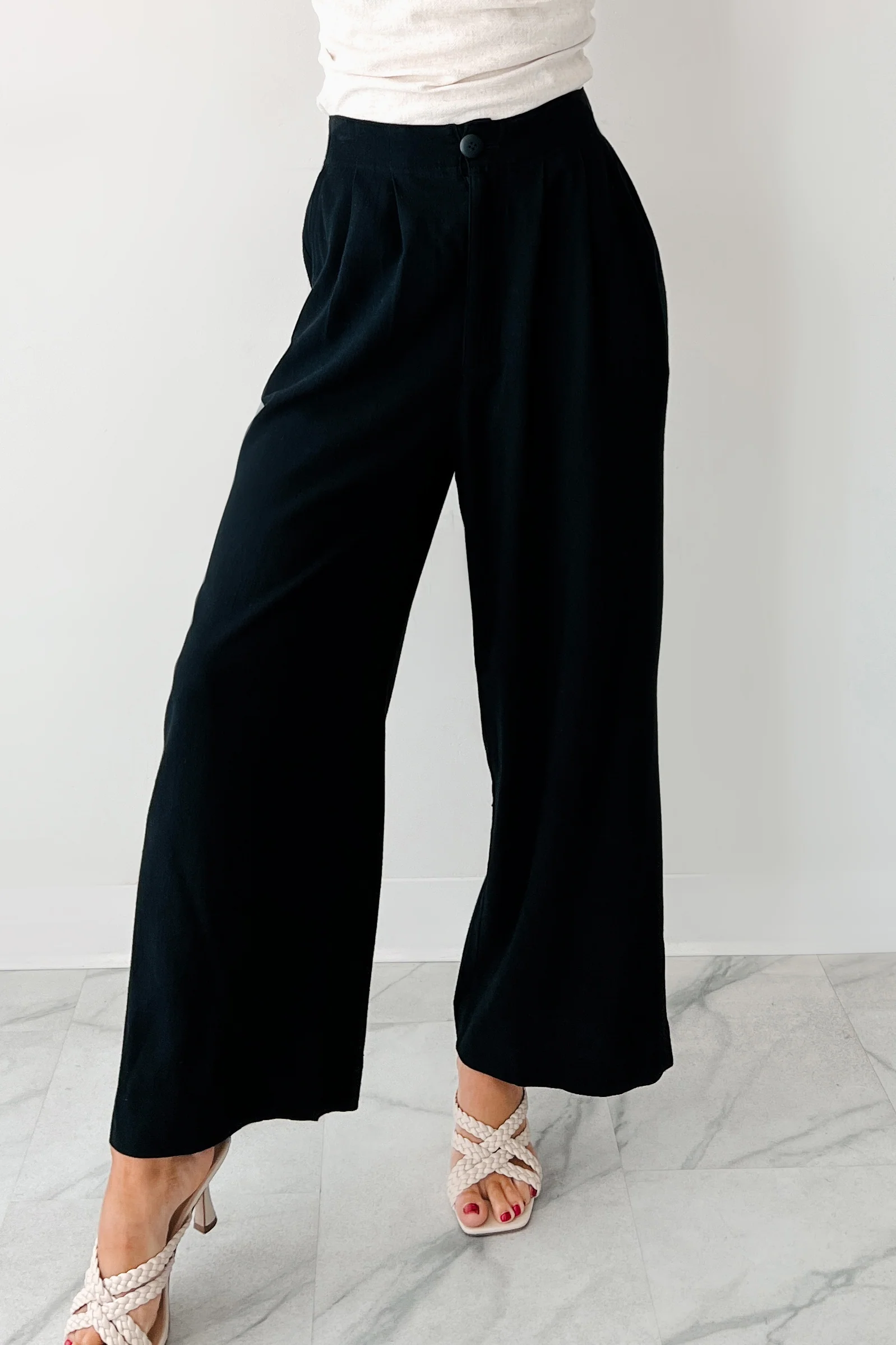 All About Ease High Rise Pleated Linen Pants (Black) - Image 6