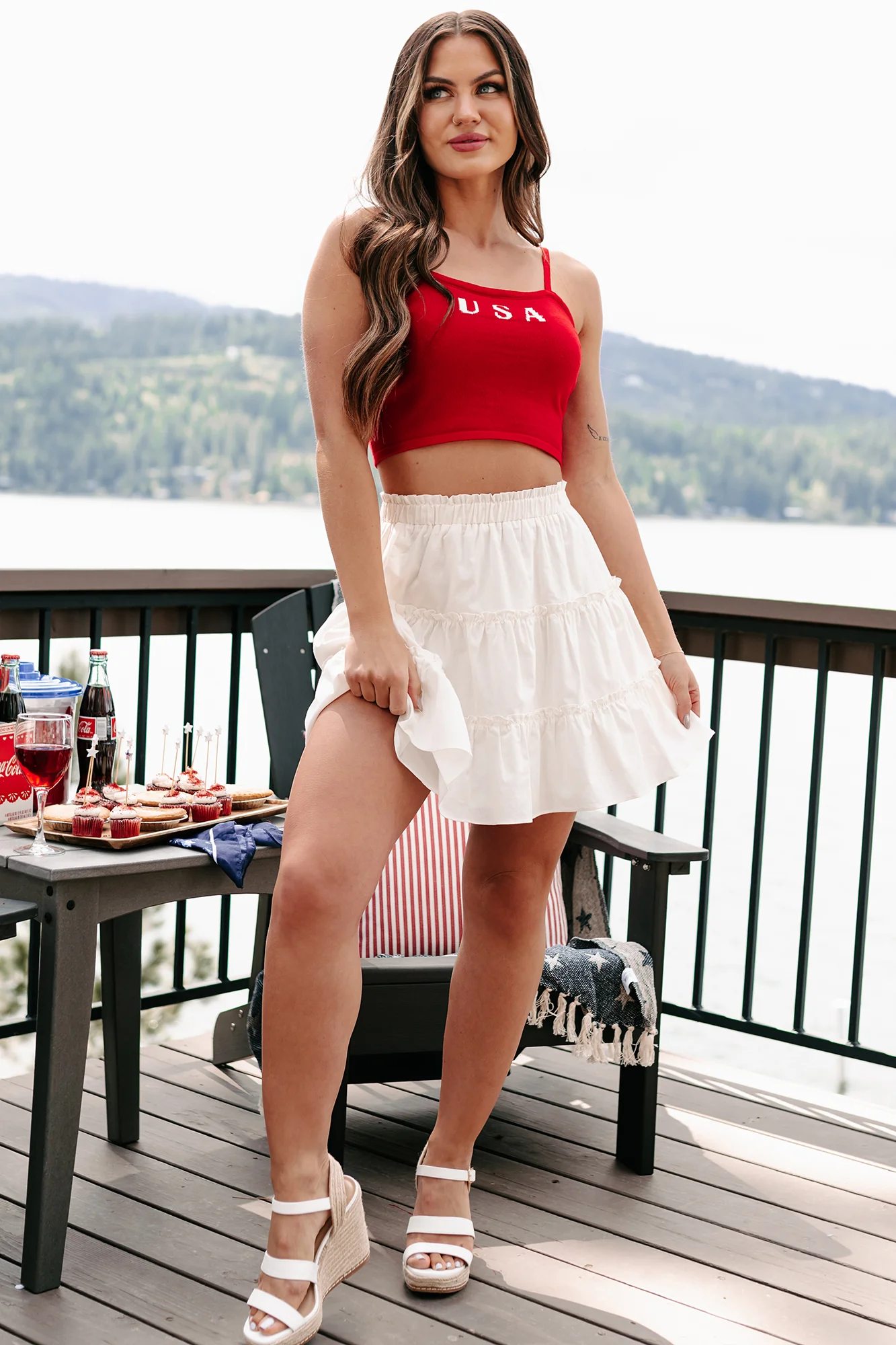 All Aflutter Tiered Ruffle Mini Skirt (Off White) - Image 11