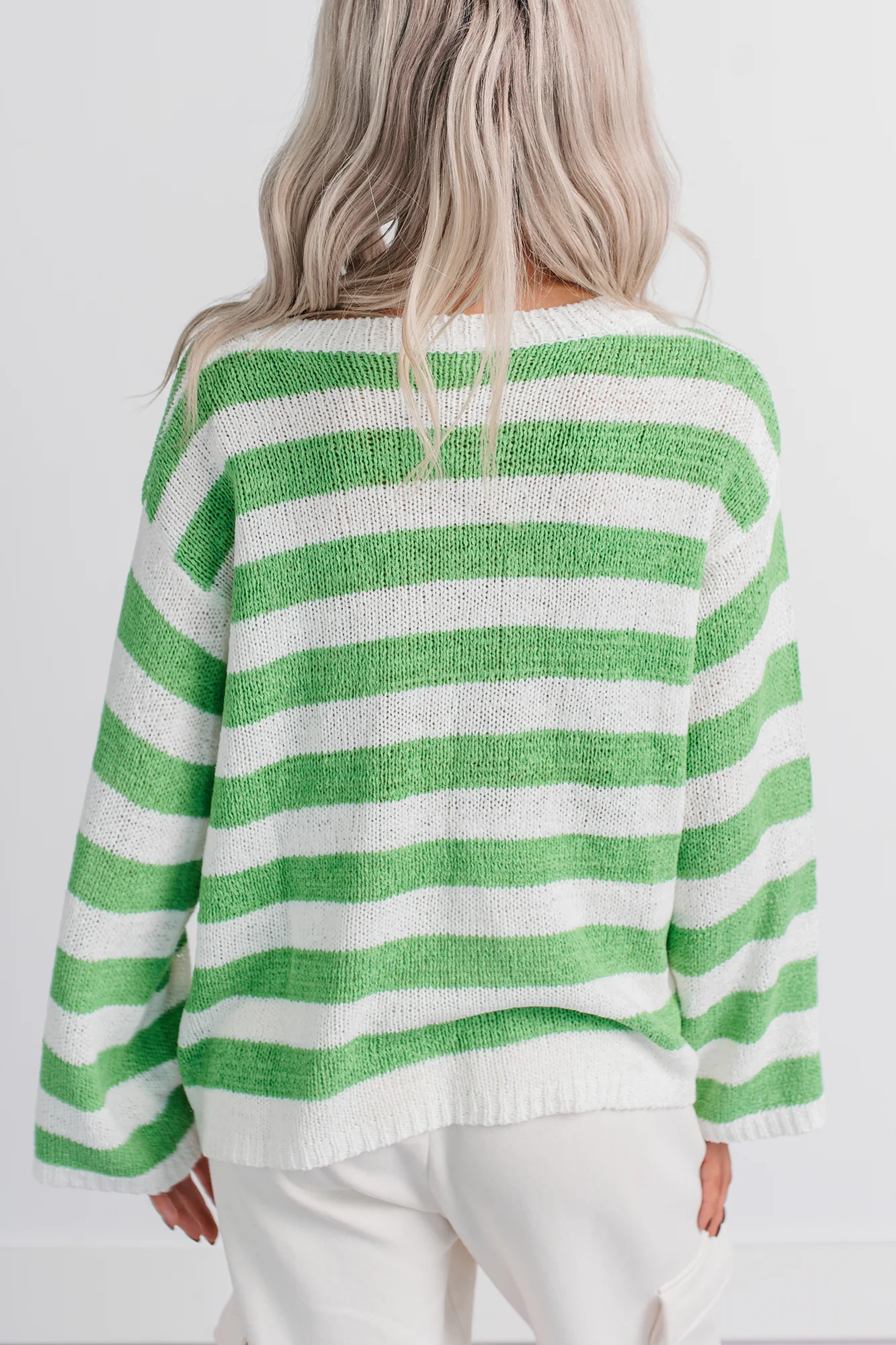 All Dressed Down Striped Knit POL Sweater (Green/Multi) - Image 5