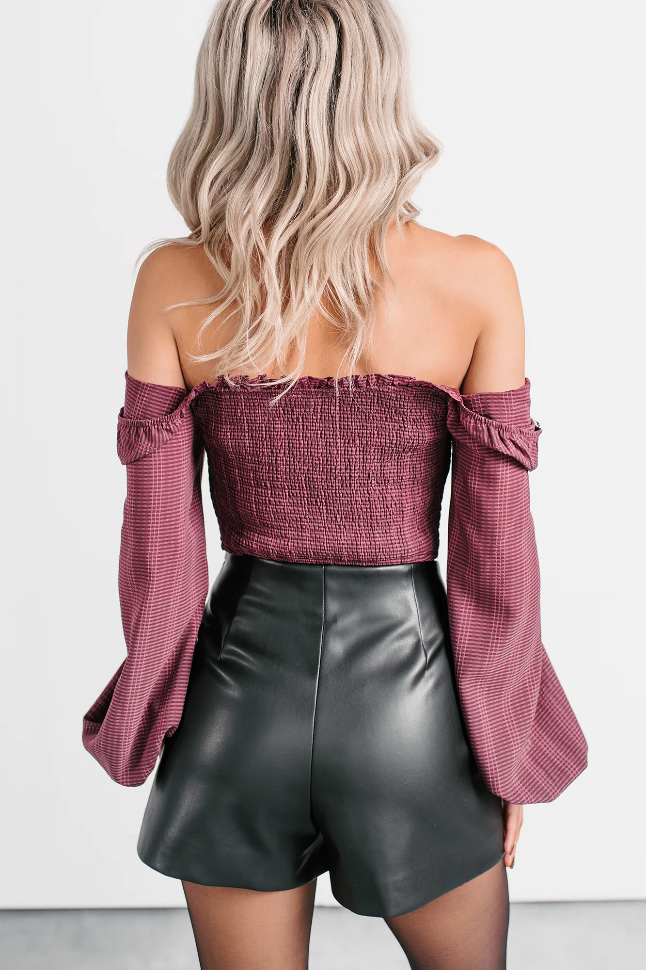All Of My Love Corset Style Long Sleeve Top (Burgundy) - Image 5