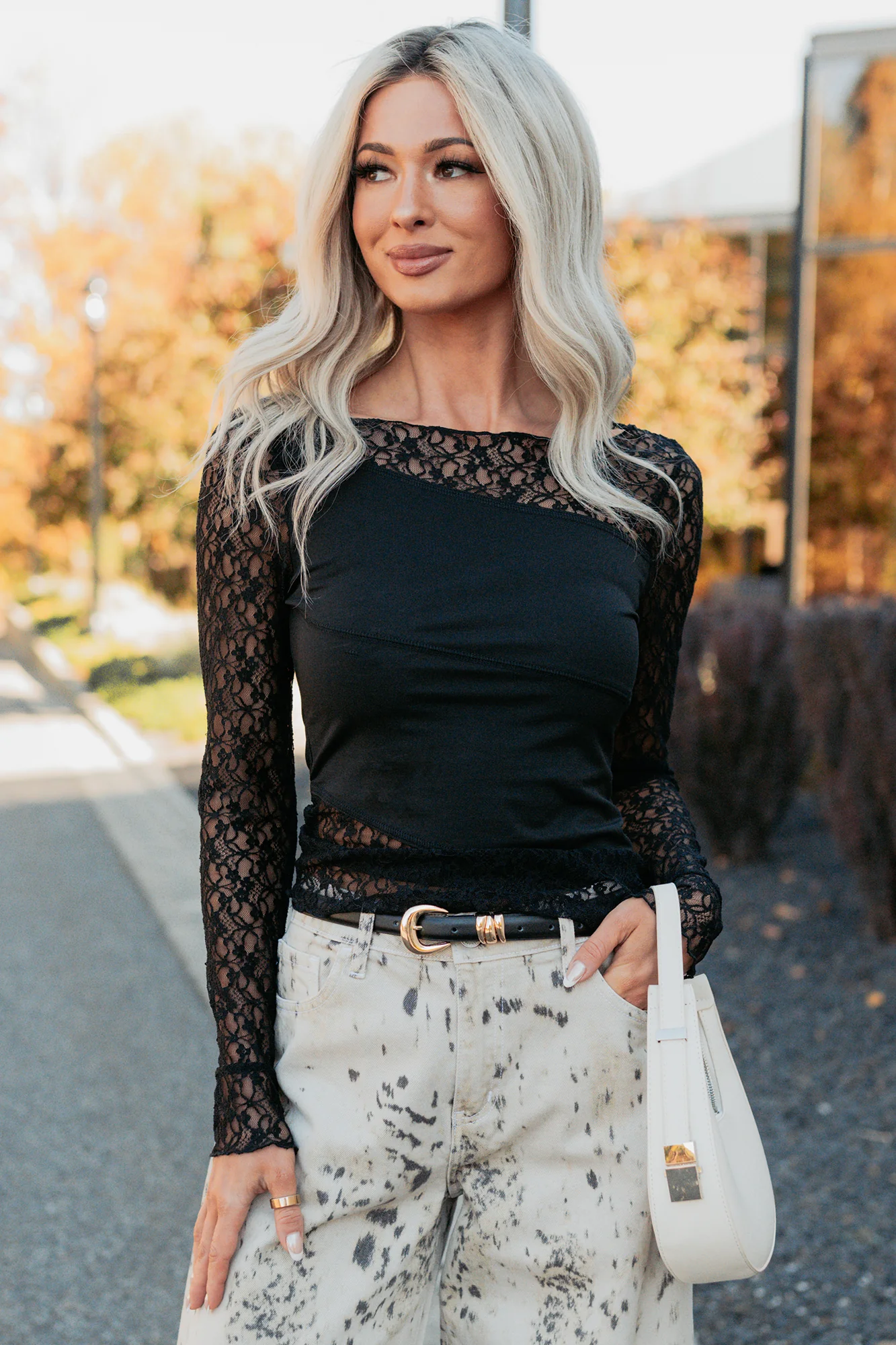 All The Assets Floral Lace Long Sleeve Top (Black) - Image 5