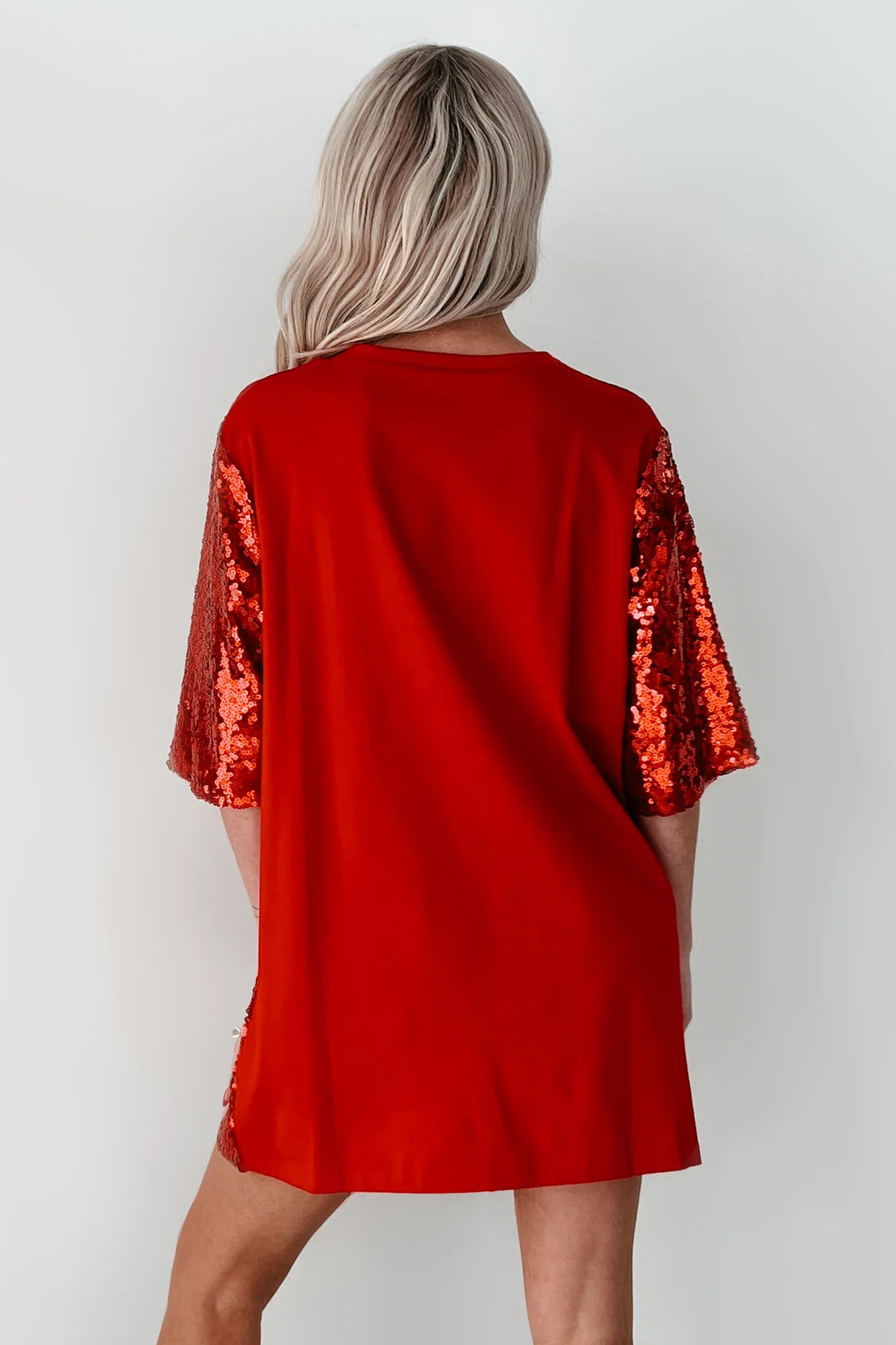 "All You Need Is Love" Sequin Mini Dress (Red) - Image 5