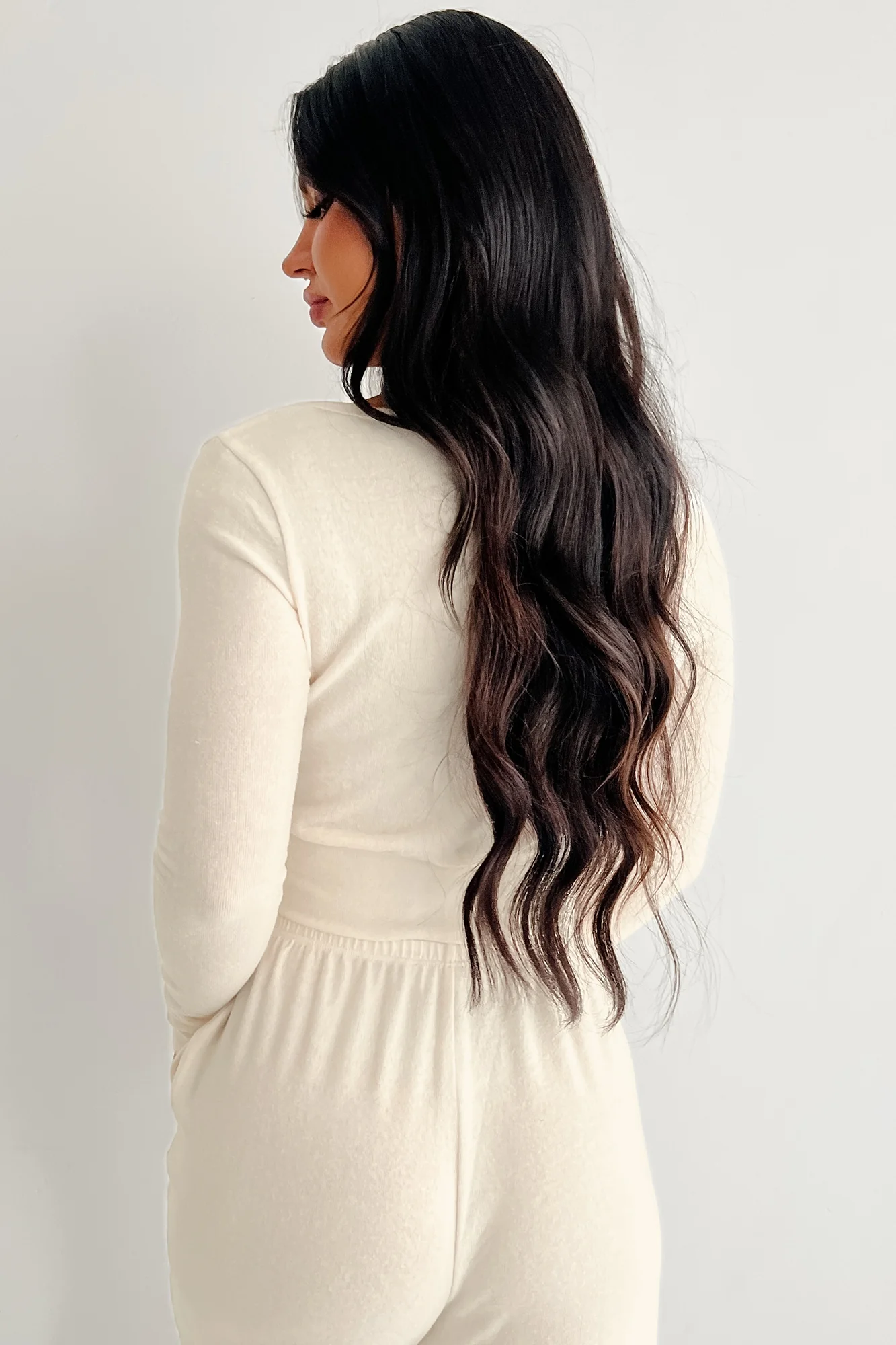 All Your Love Button Detail Long Sleeve Top (Cream) - Image 4