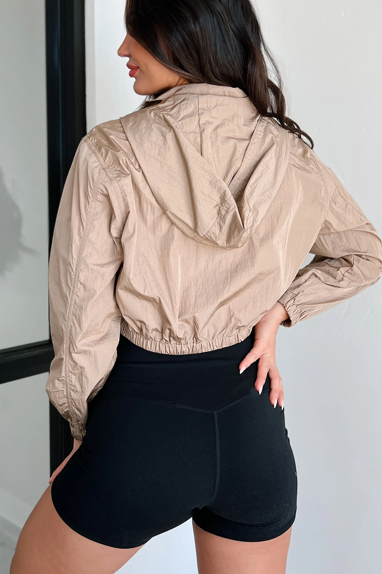 Along The Path Zip-Up Windbreaker Jacket (Khaki) - Image 4