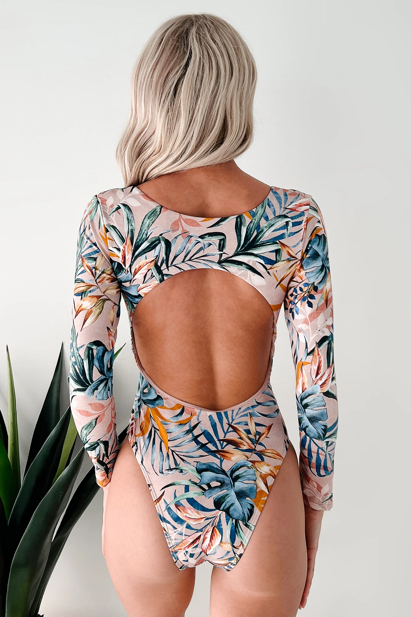 Already Sailing Away Cut-Out Long Sleeve Swimsuit (Pink Combo) - Image 5