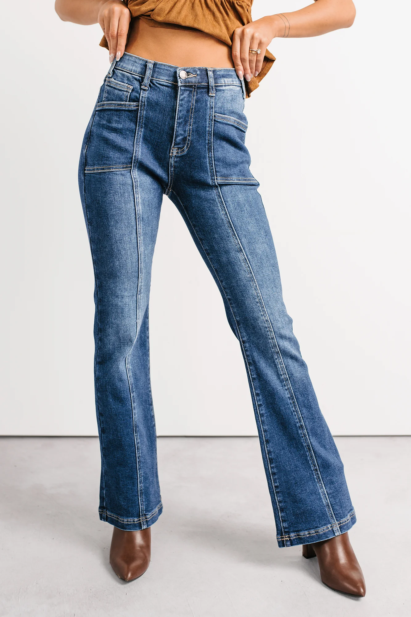 Alvin Tummy Control Boot-Cut Saige Denim Jeans (Dark) - Image 5