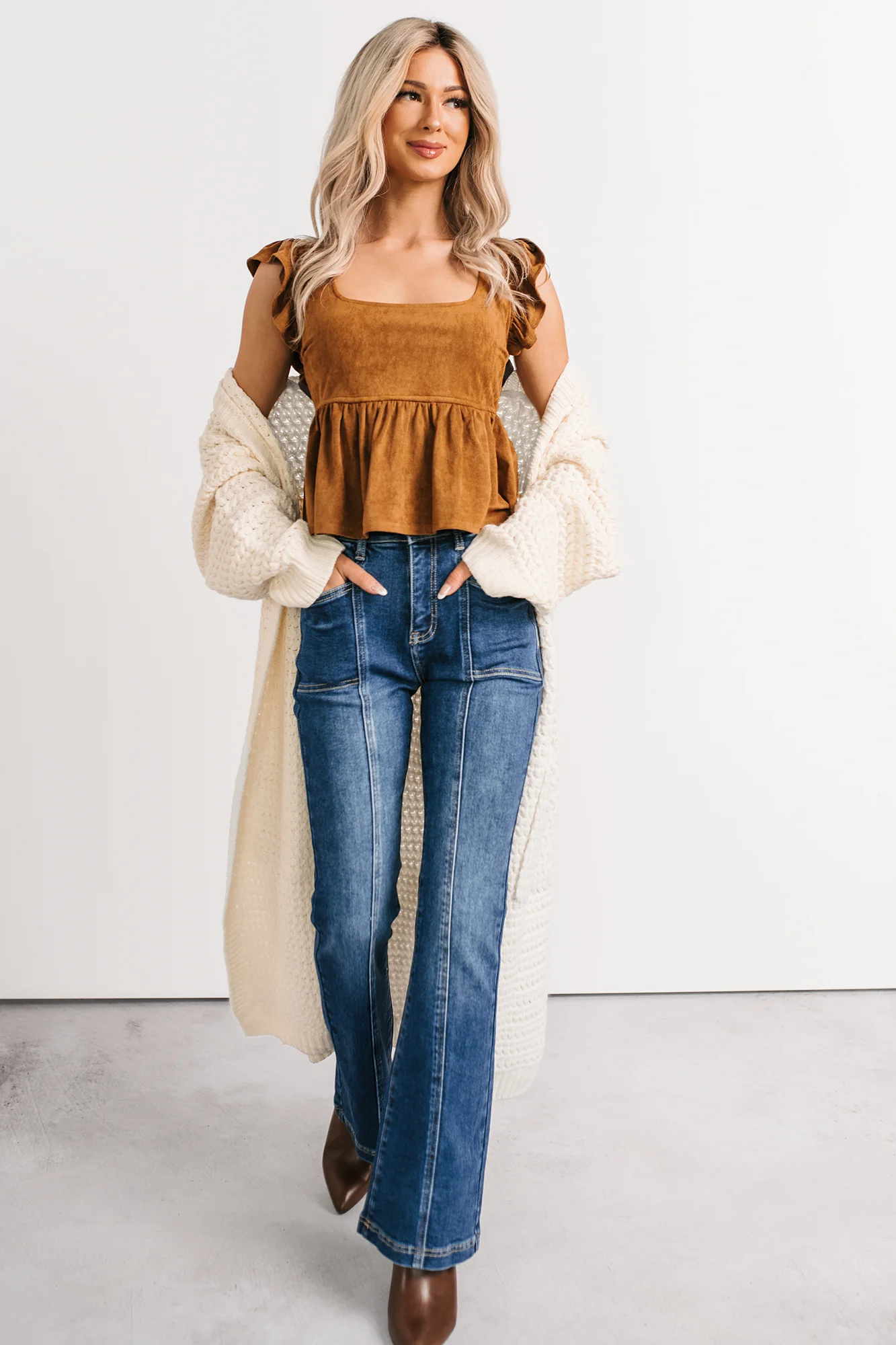 Alvin Tummy Control Boot-Cut Saige Denim Jeans (Dark) - Image 6