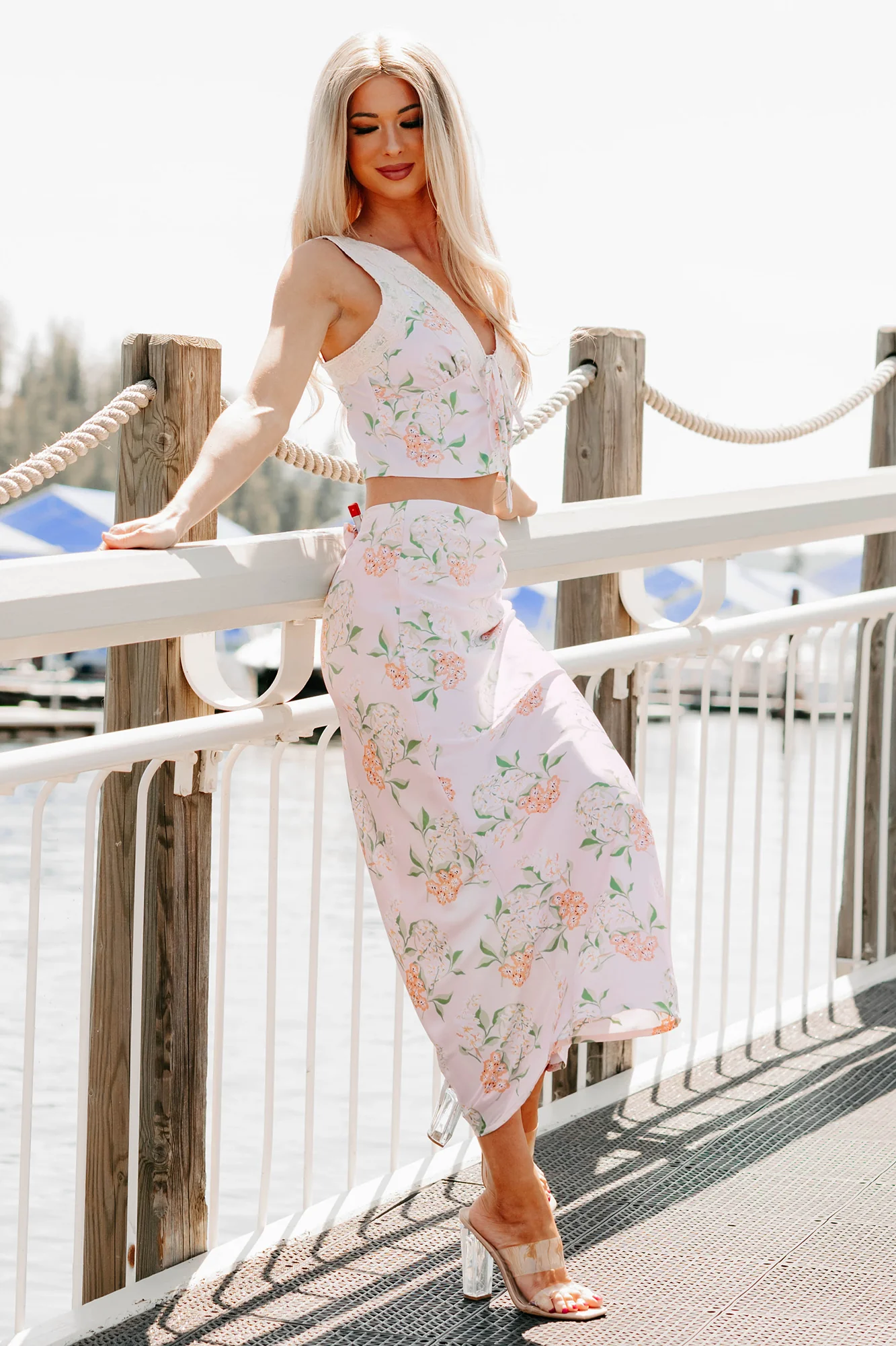 Always Beautiful Floral Satin Skirt (Baby Pink) - Image 10