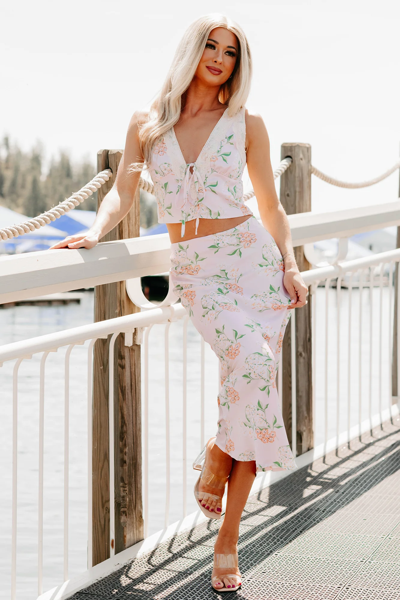 Always Beautiful Floral Satin Skirt (Baby Pink) - Image 3