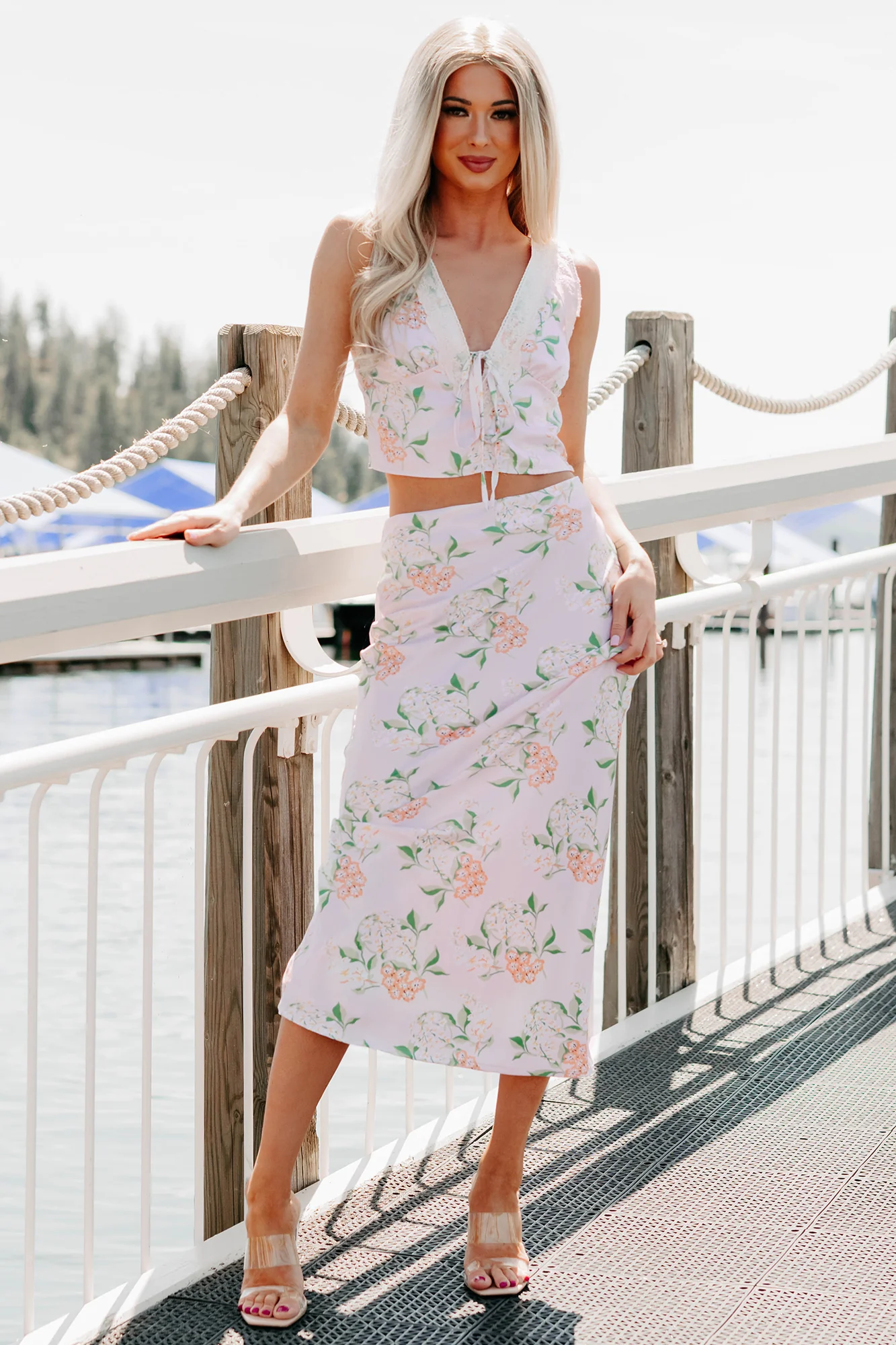Always Beautiful Floral Satin Skirt (Baby Pink) - Image 4