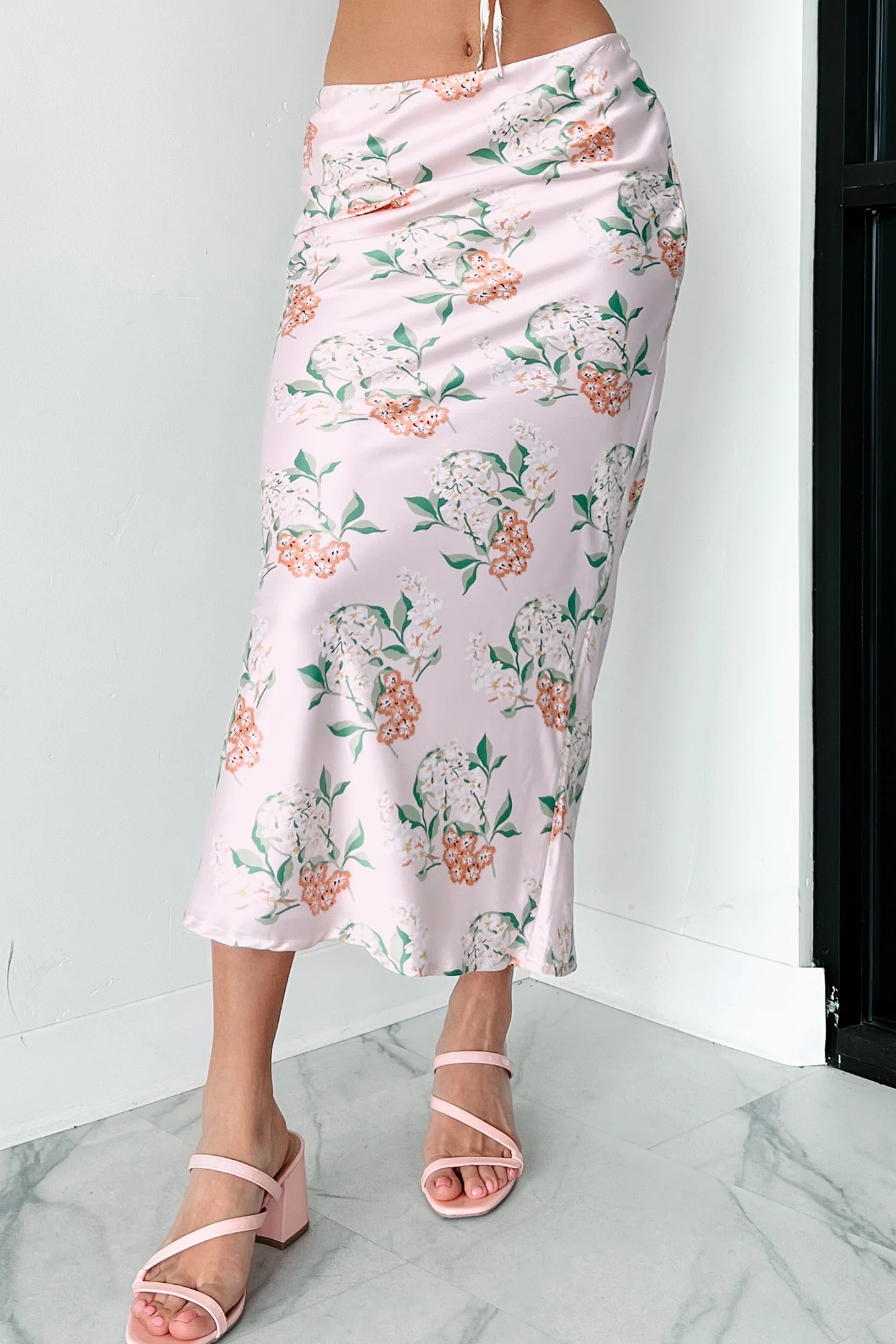 Always Beautiful Floral Satin Skirt (Baby Pink) - Image 6
