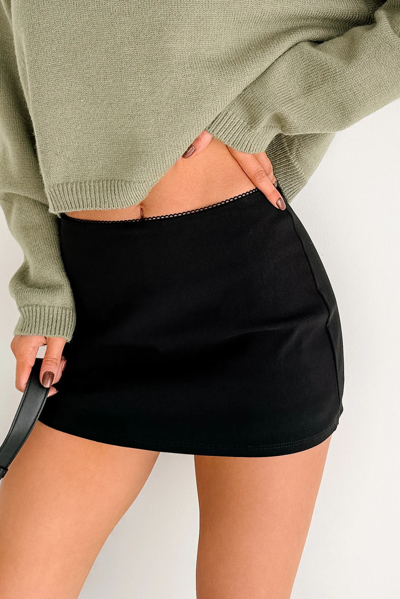 Always Going Somewhere Knit Micro Mini Skirt (Black) - Image 2