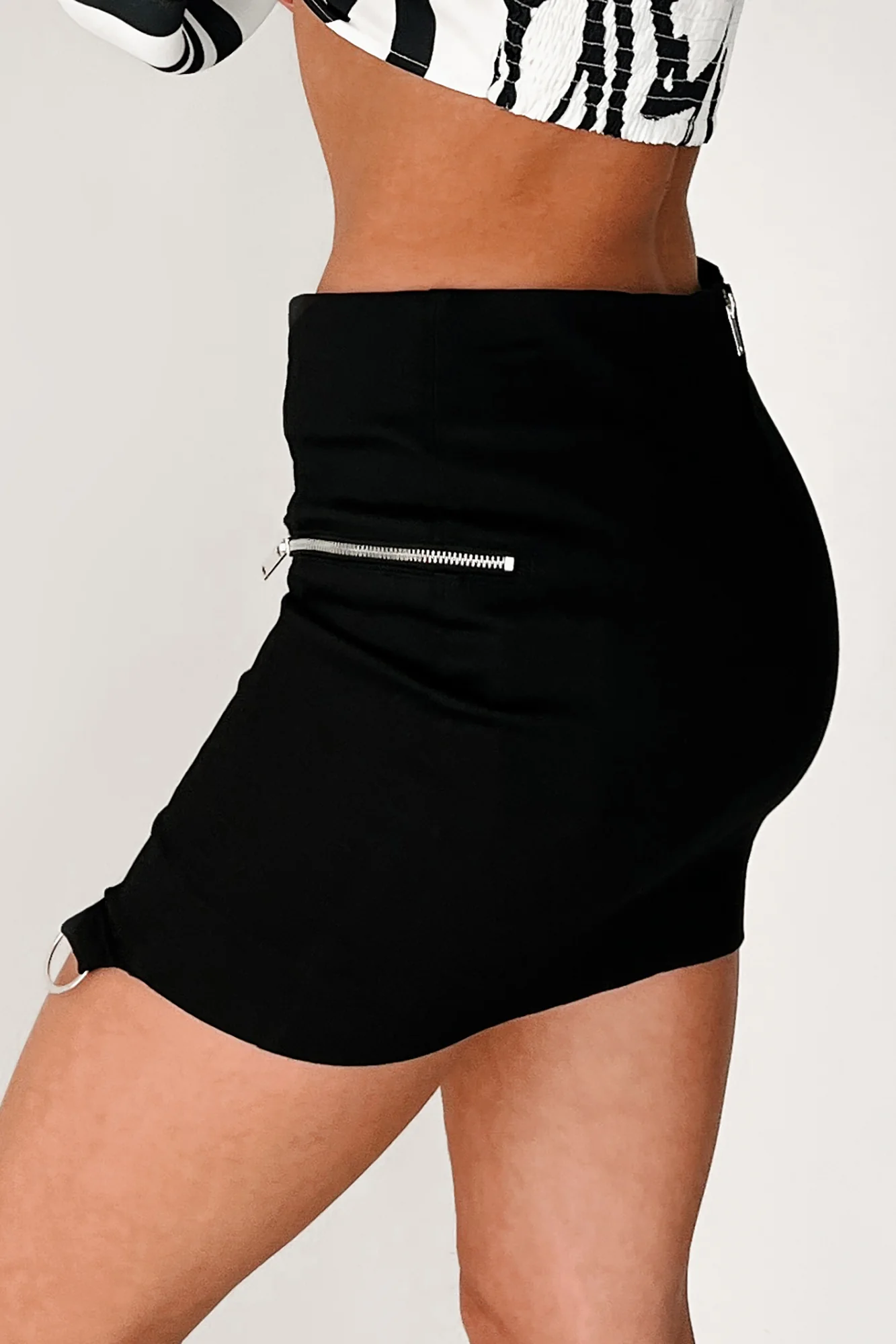 Always In Control Hem Ring Mini Skirt (Black) - Image 4