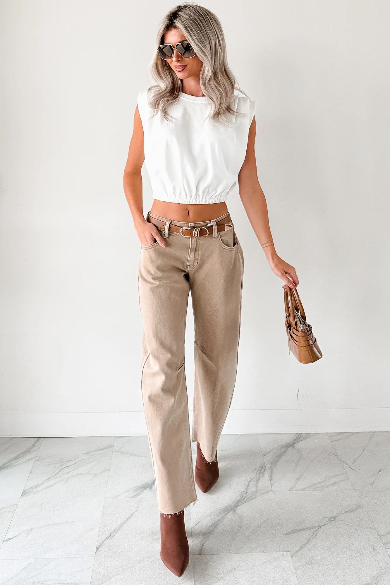Always Next To Me Mid Rise Barrel Jeans (Vintage Khaki) - Image 7