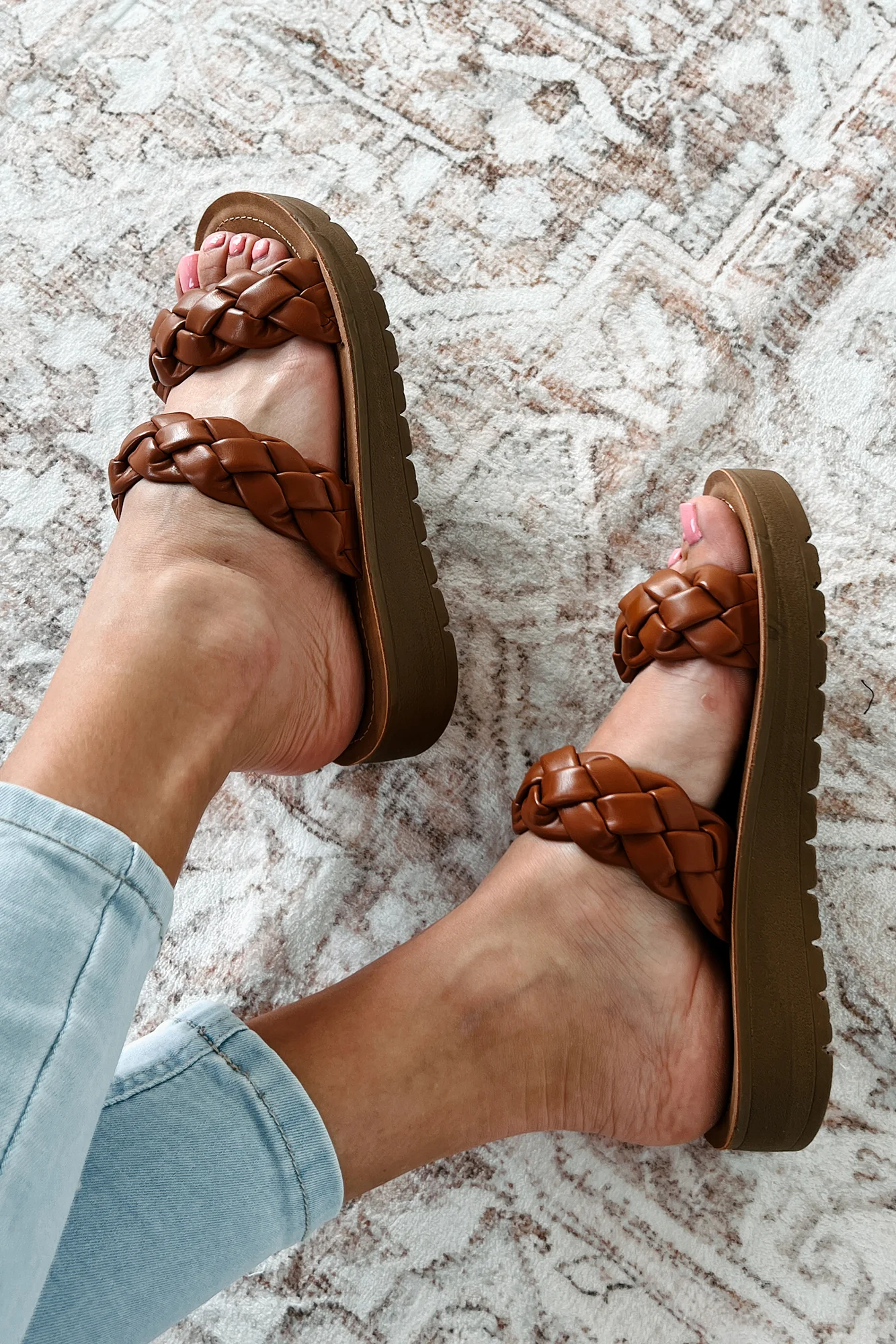 Always On The Move Braided Strap Platform Sandal (Whisky) - Image 3