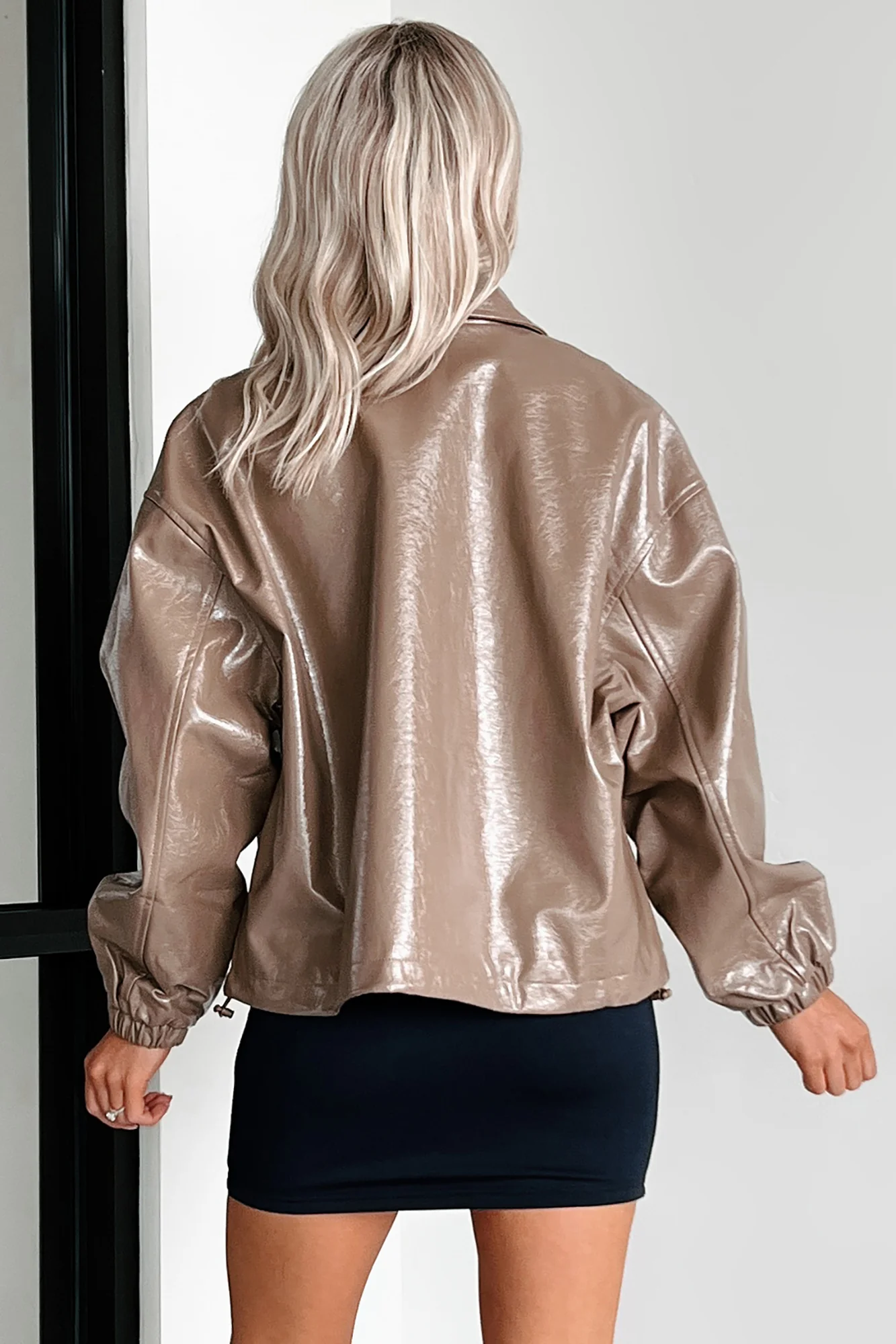 Always Opinionated Patent Leather Jacket (Brown) - Image 9