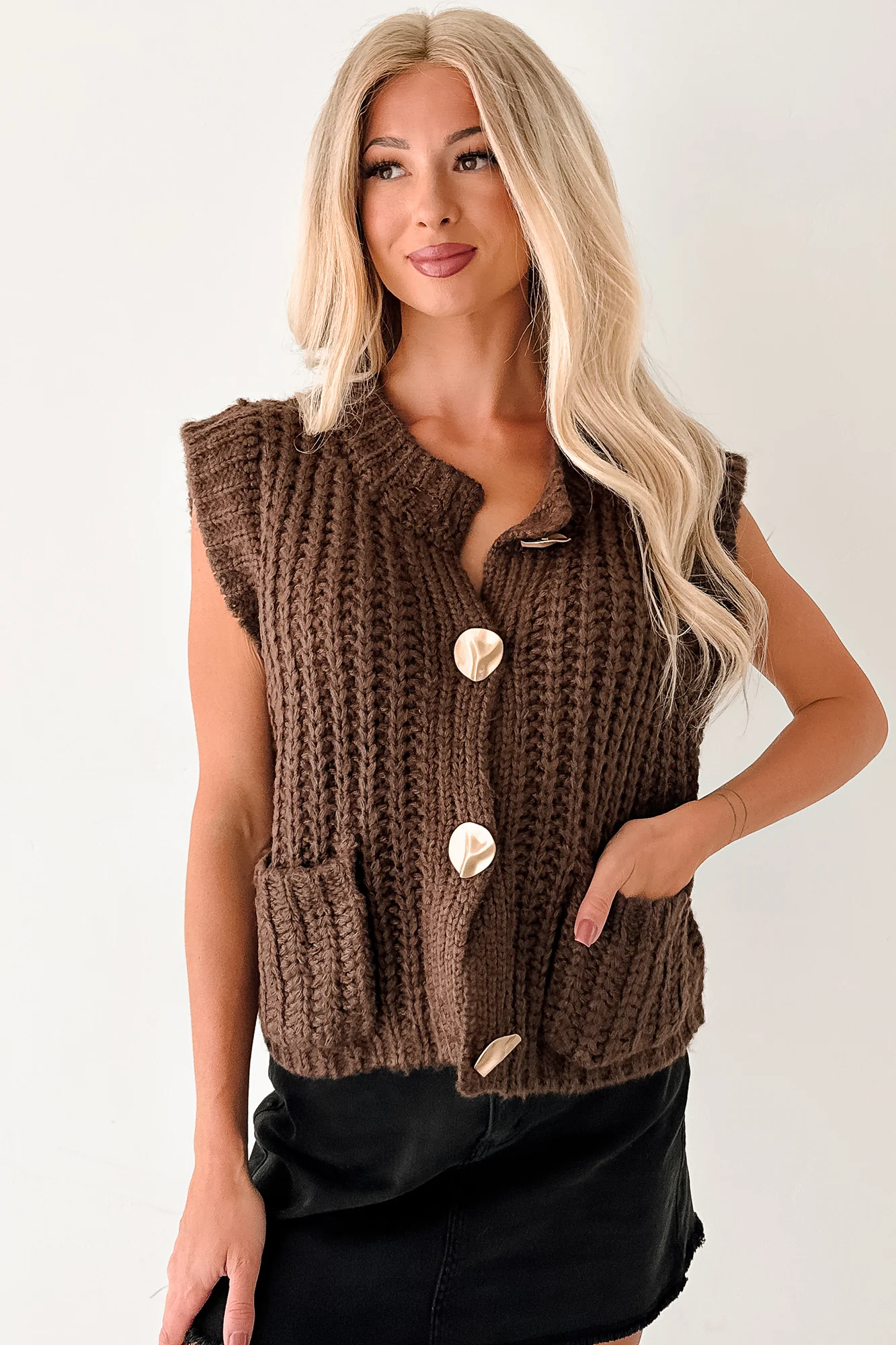 Amber Hours Sleeveless Sweater Top (Brown) - Image 4