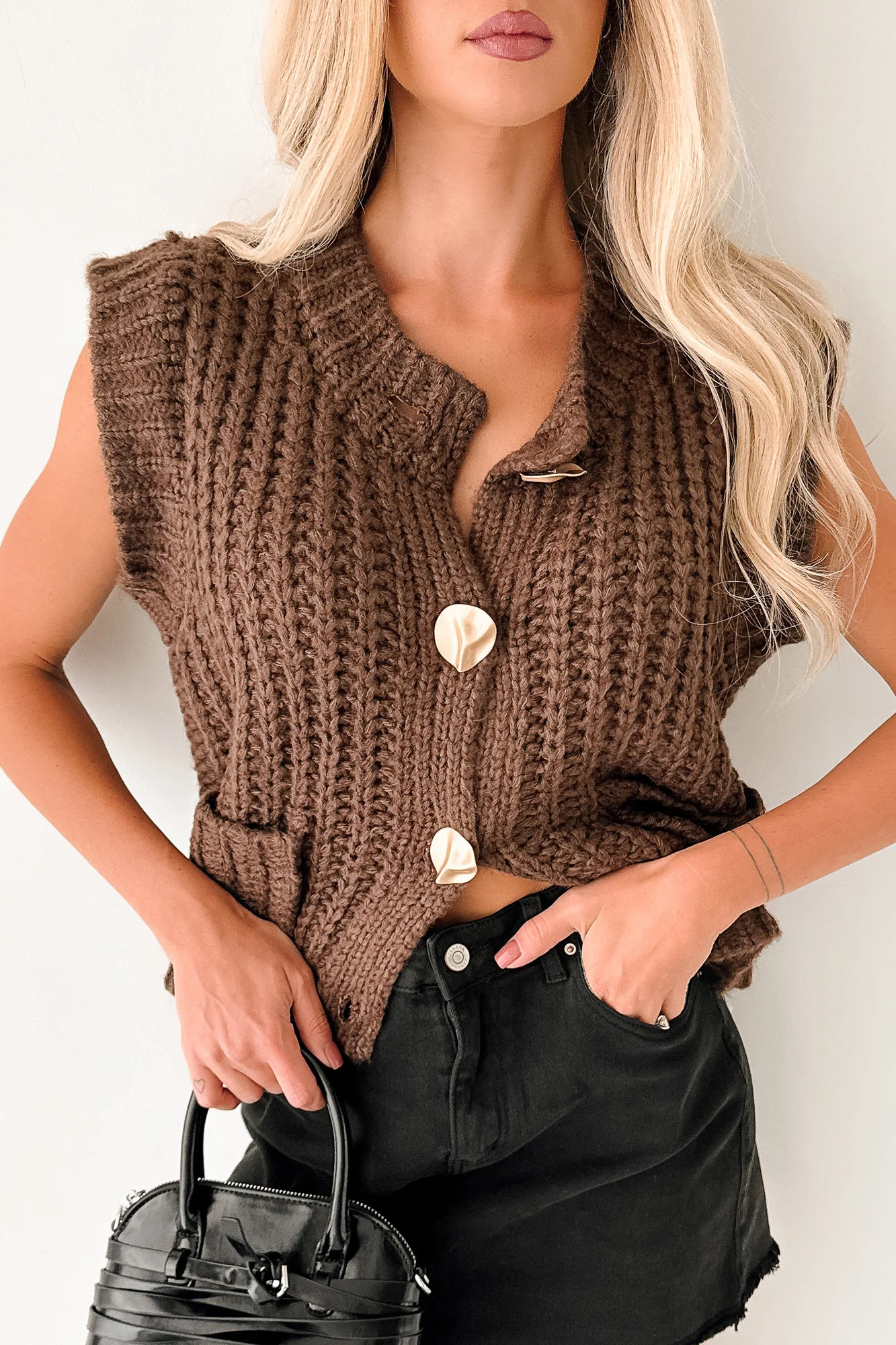 Amber Hours Sleeveless Sweater Top (Brown) - Image 7