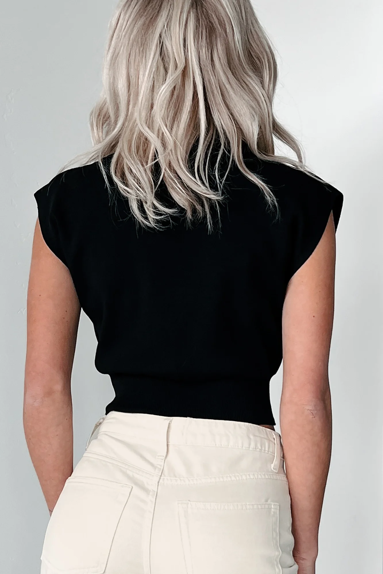 And So It Goes Collared Crop Top (Black) - Image 4