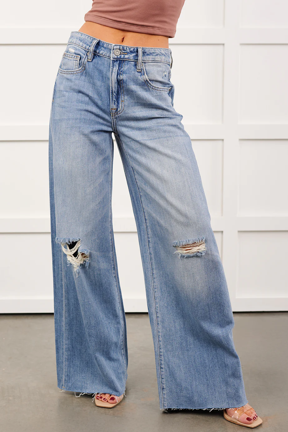 Ander Distressed Wide Leg Hidden Jeans (Medium) - Image 2