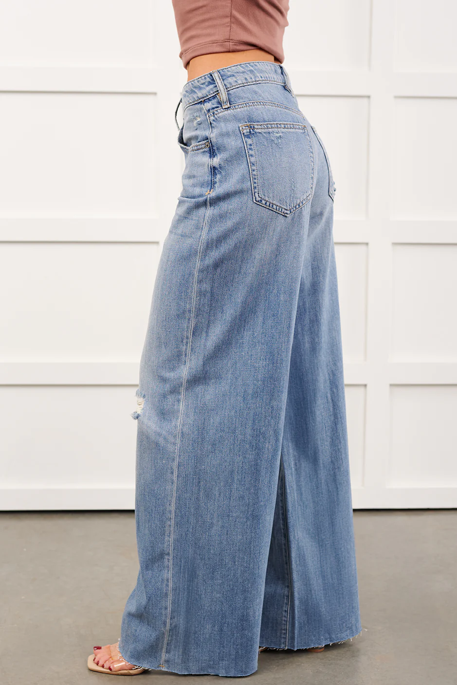Ander Distressed Wide Leg Hidden Jeans (Medium) - Image 5