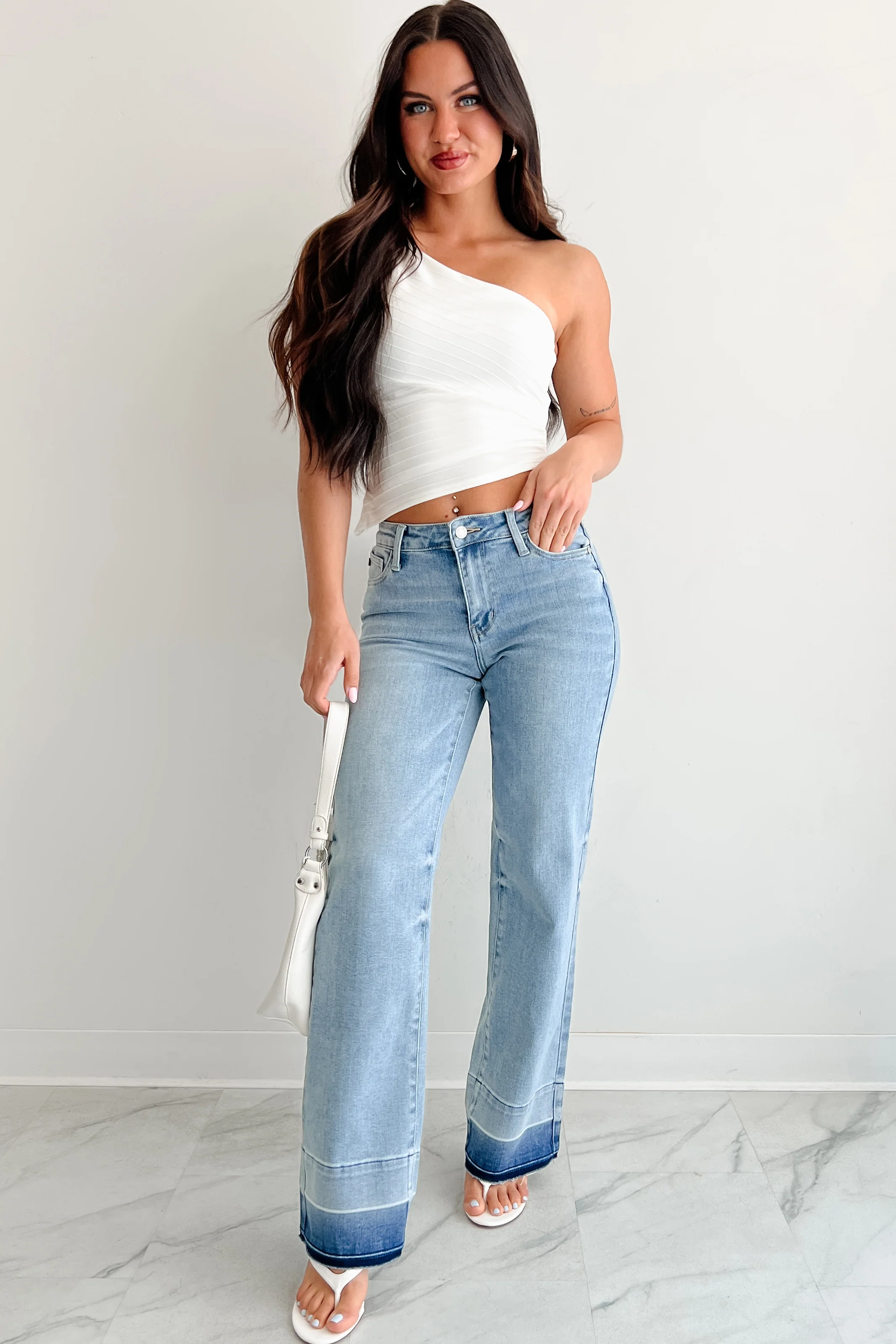 Andrew Wide Leg Mid Rise Judy Blue Jeans (Light) - Image 2