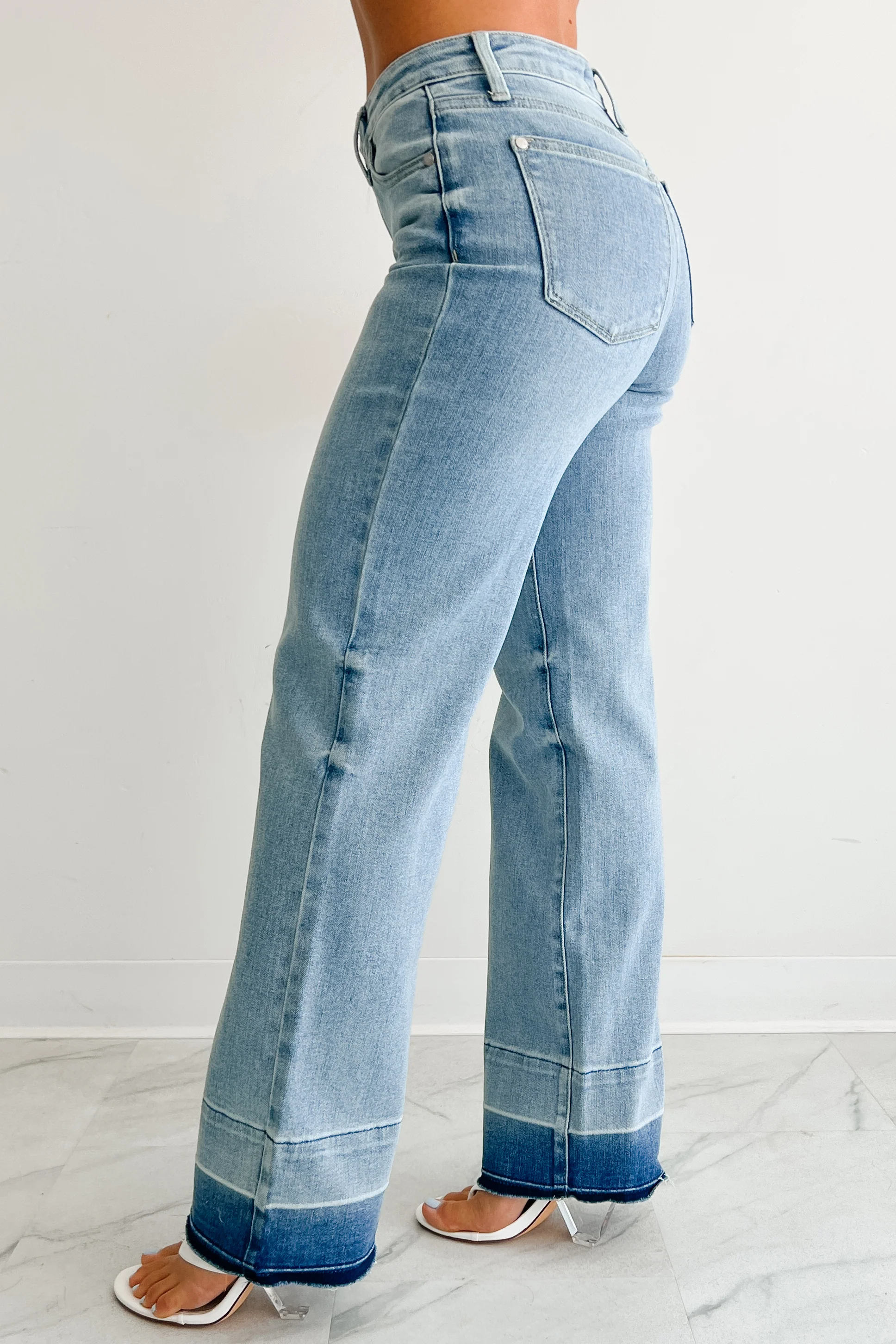 Andrew Wide Leg Mid Rise Judy Blue Jeans (Light) - Image 3
