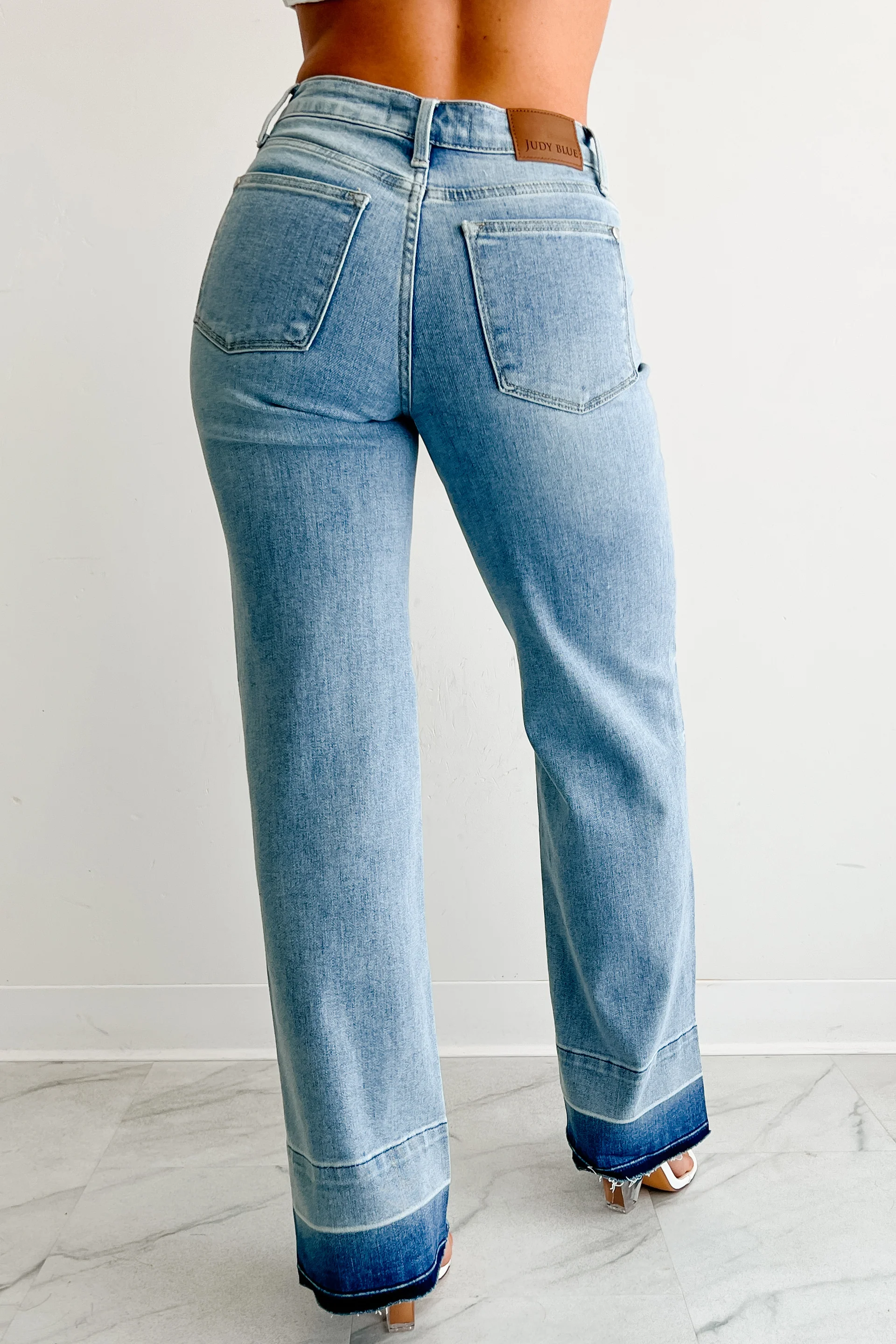 Andrew Wide Leg Mid Rise Judy Blue Jeans (Light) - Image 4