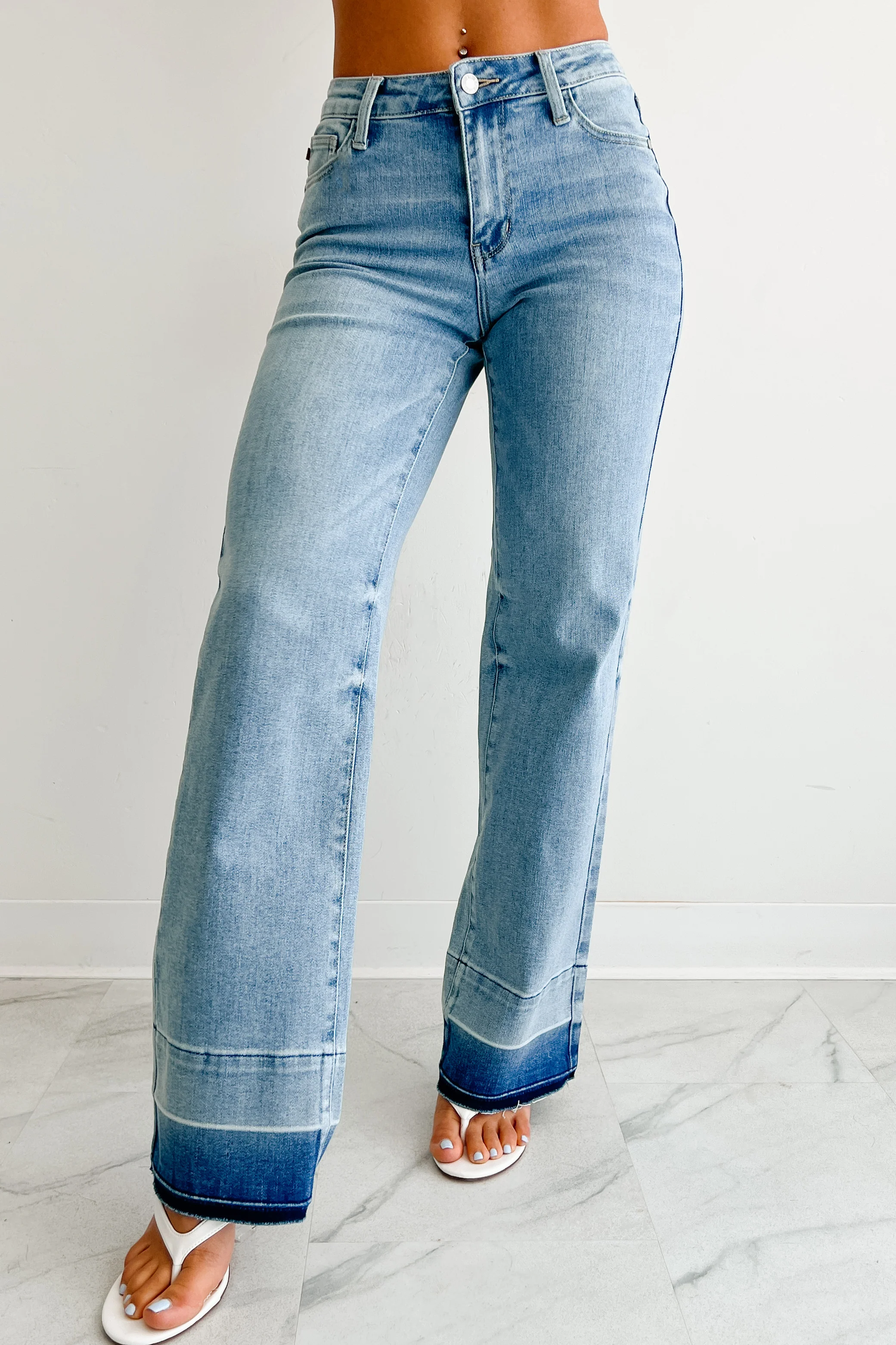 Andrew Wide Leg Mid Rise Judy Blue Jeans (Light) - Image 5