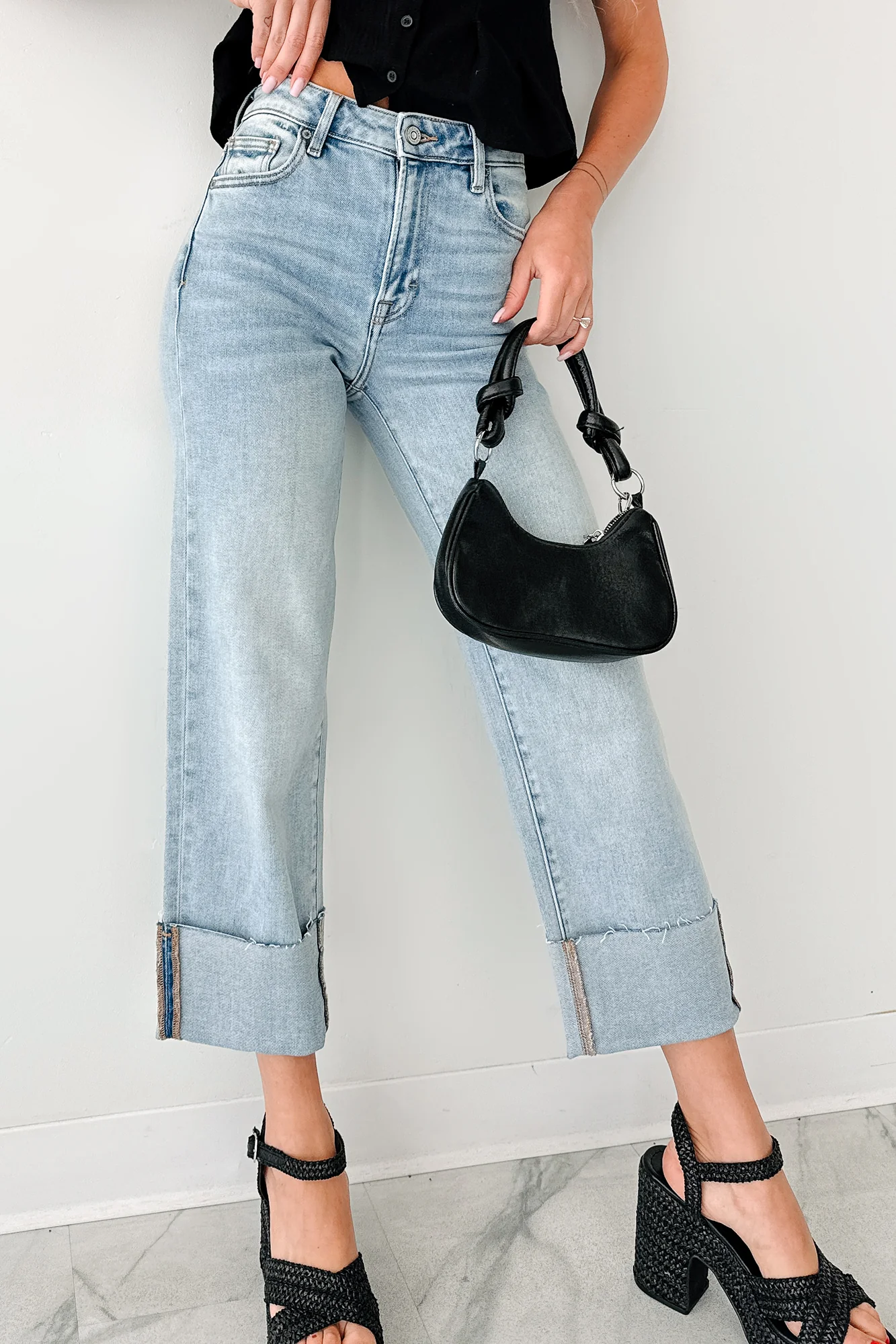 Angelo Cuffed Wide Leg Hidden Jeans (Vintage Light) - Image 2