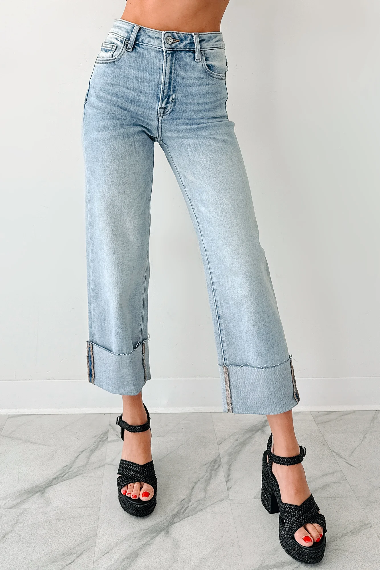 Angelo Cuffed Wide Leg Hidden Jeans (Vintage Light) - Image 7