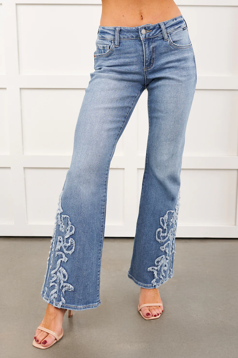 Angie Low Rise Flare Detailed Cello Jeans (Light) - Image 7
