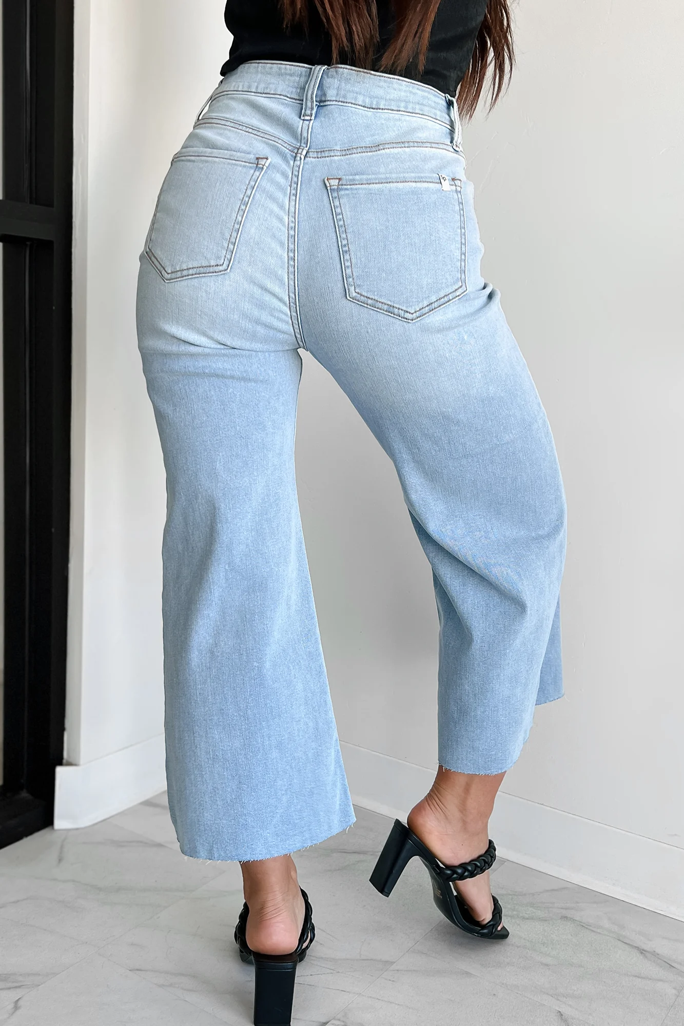 Ansel High Rise Crop Wide Leg Sneak Peek Jeans (Light) - Image 5