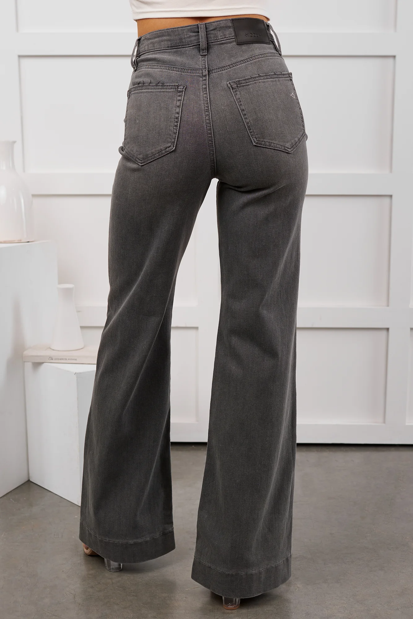Arabella High Rise Flare Hidden Jeans (Grey) - Image 4