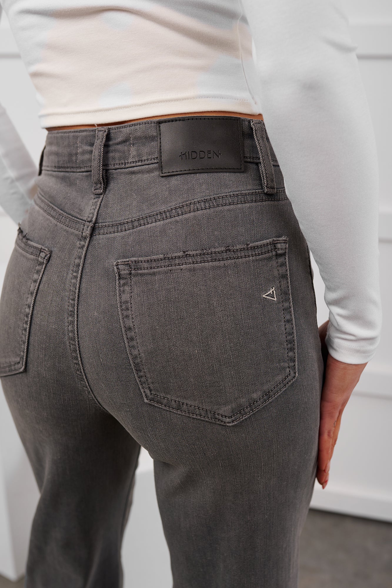 Arabella High Rise Flare Hidden Jeans (Grey) - Image 5