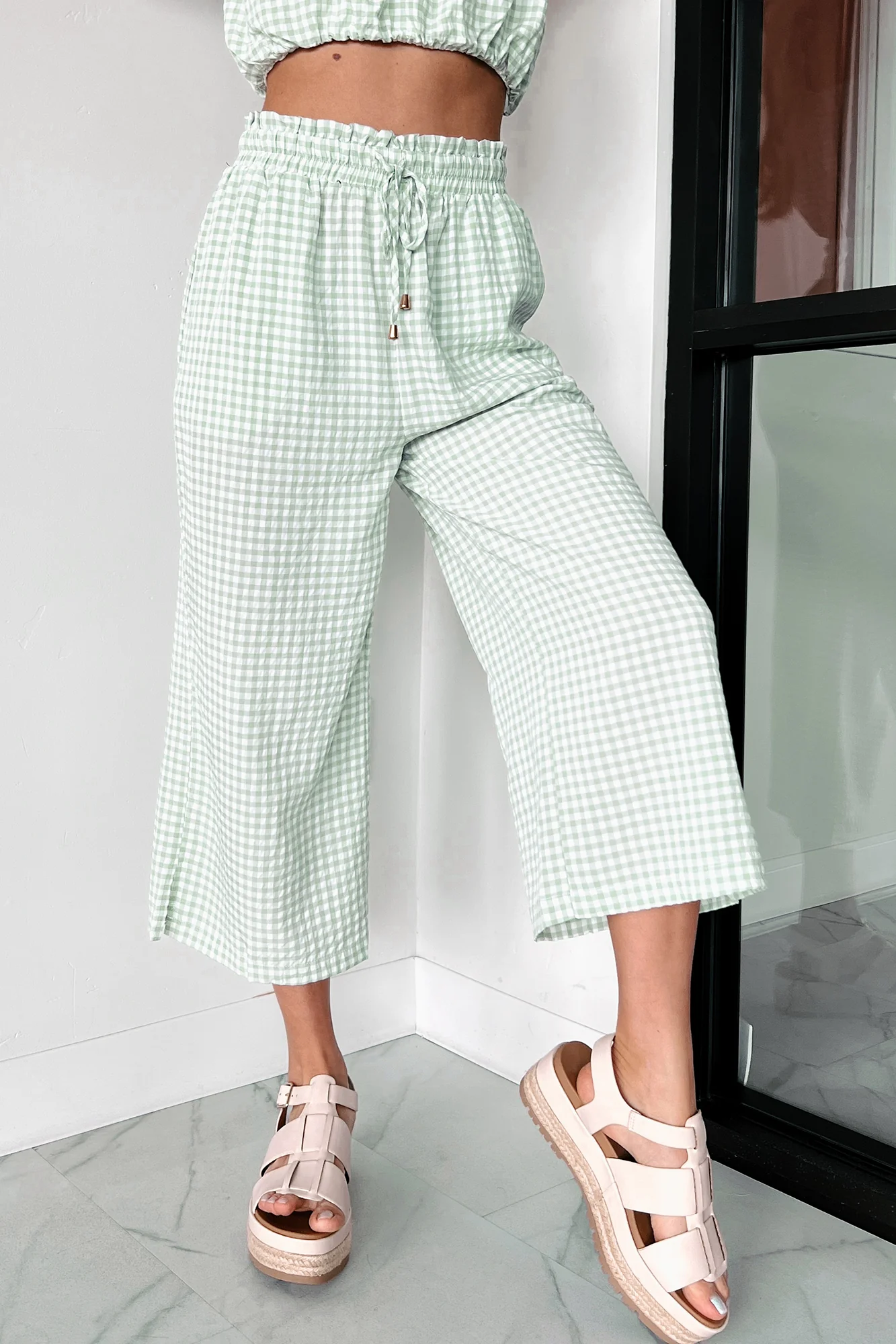 Armondo Gingham Crop Pants (Sage) - Image 4